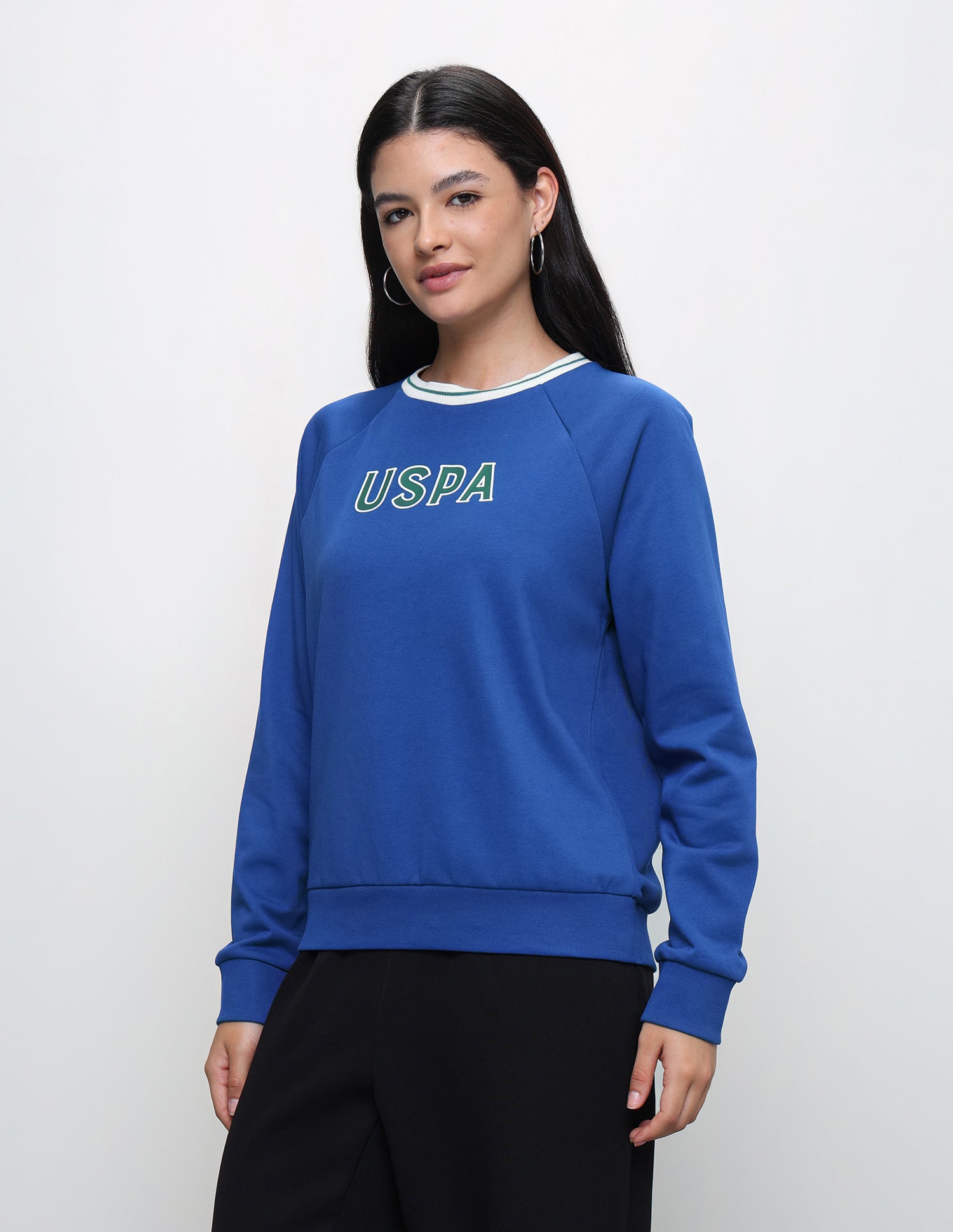 Brand Printed Regular Fit Sweatshirt Blue - U.S. Polo Assn. India | Large