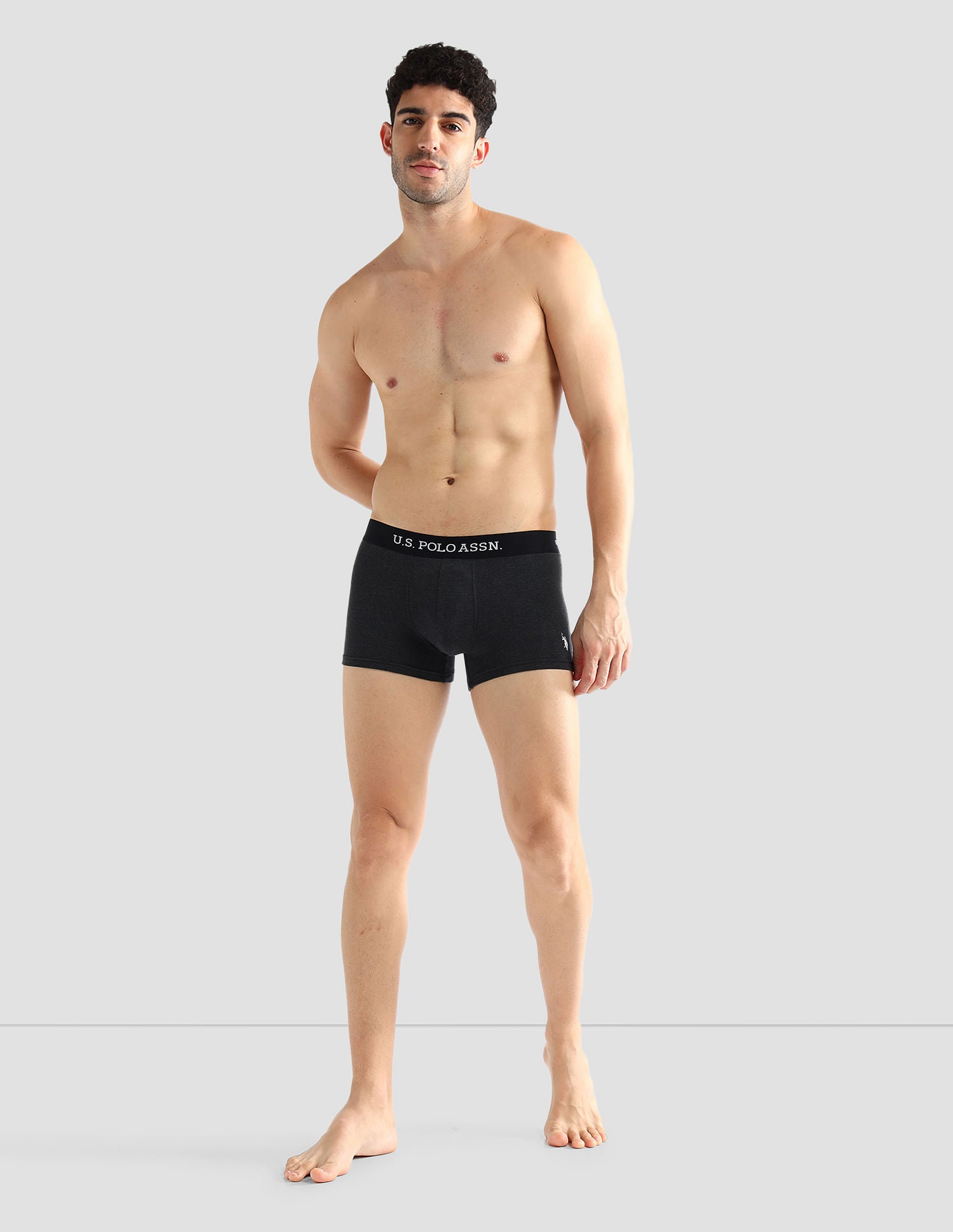 Elasticized Waist Solid OET13 Trunks - Pack Of 3 Navy, Grey and Purple - U.S. POLO ASSN. | Large