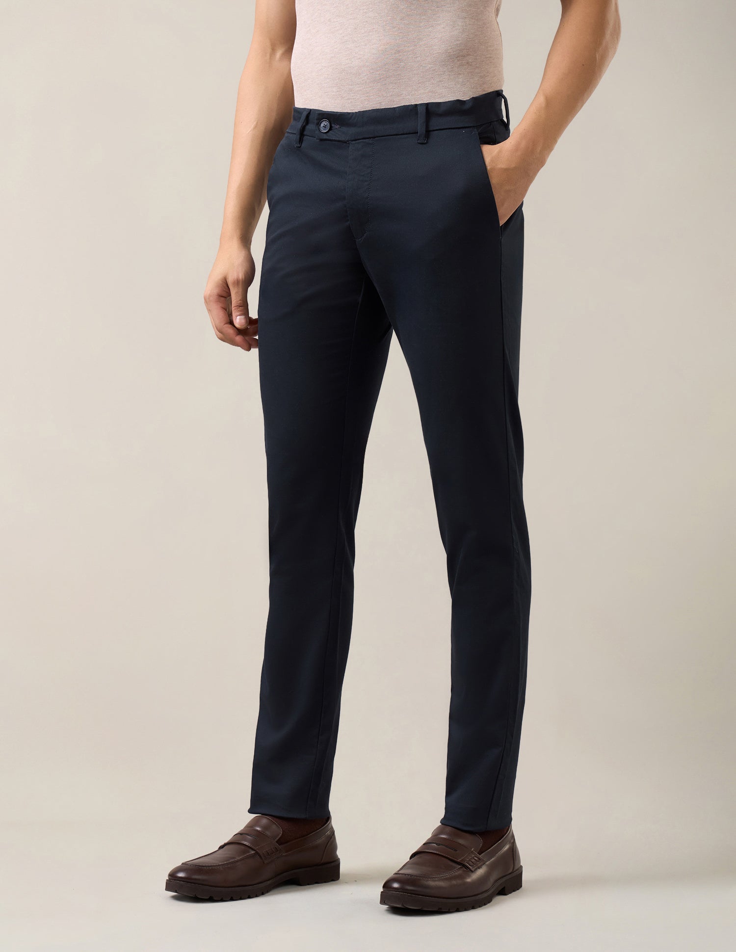 Austin Slim Fit Satin Trousers Dark Navy - U.S. Polo Assn. India | Large