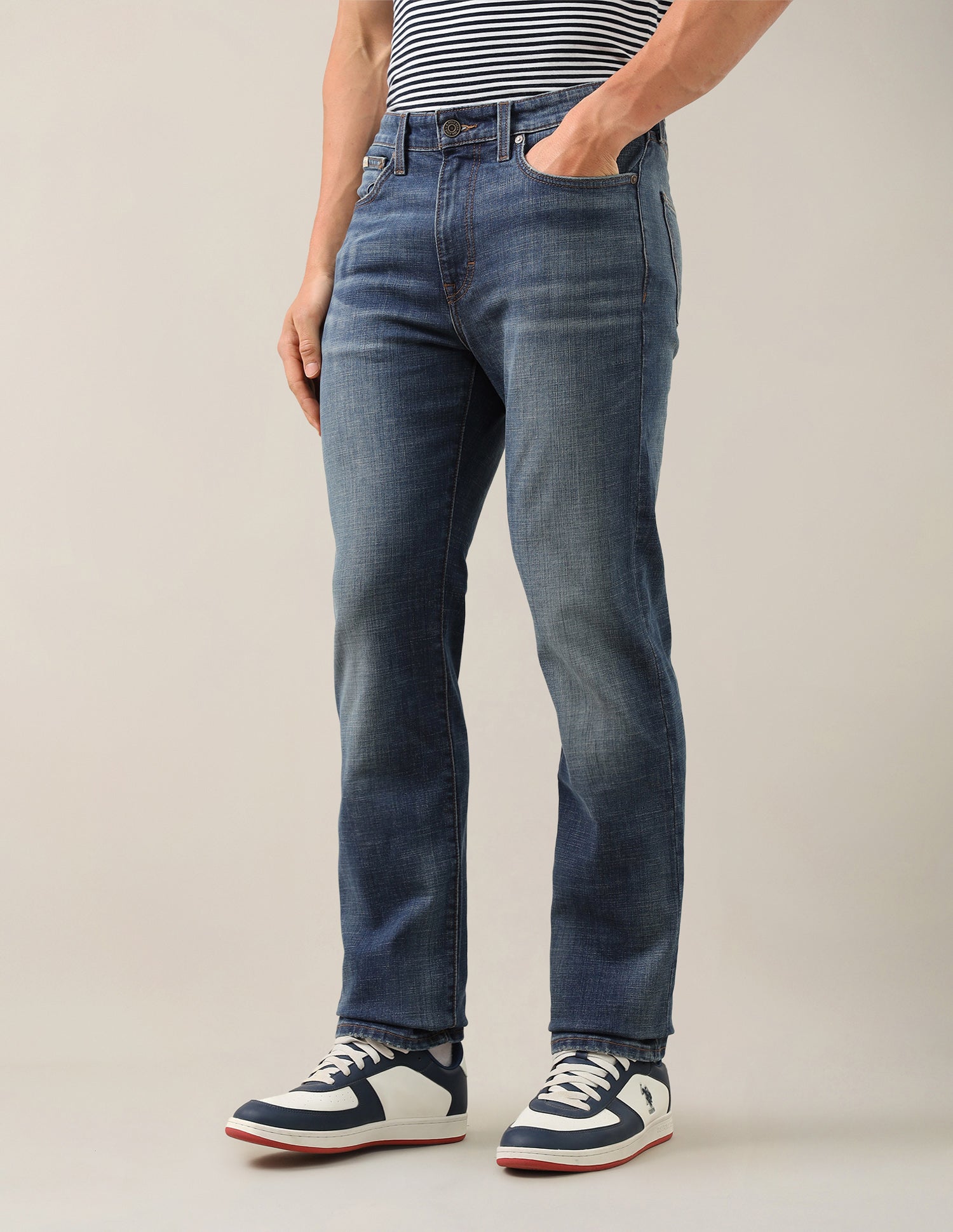 Harold Slim Straight Fit Blue Jeans Blue - U.S. Polo Assn. India | Large