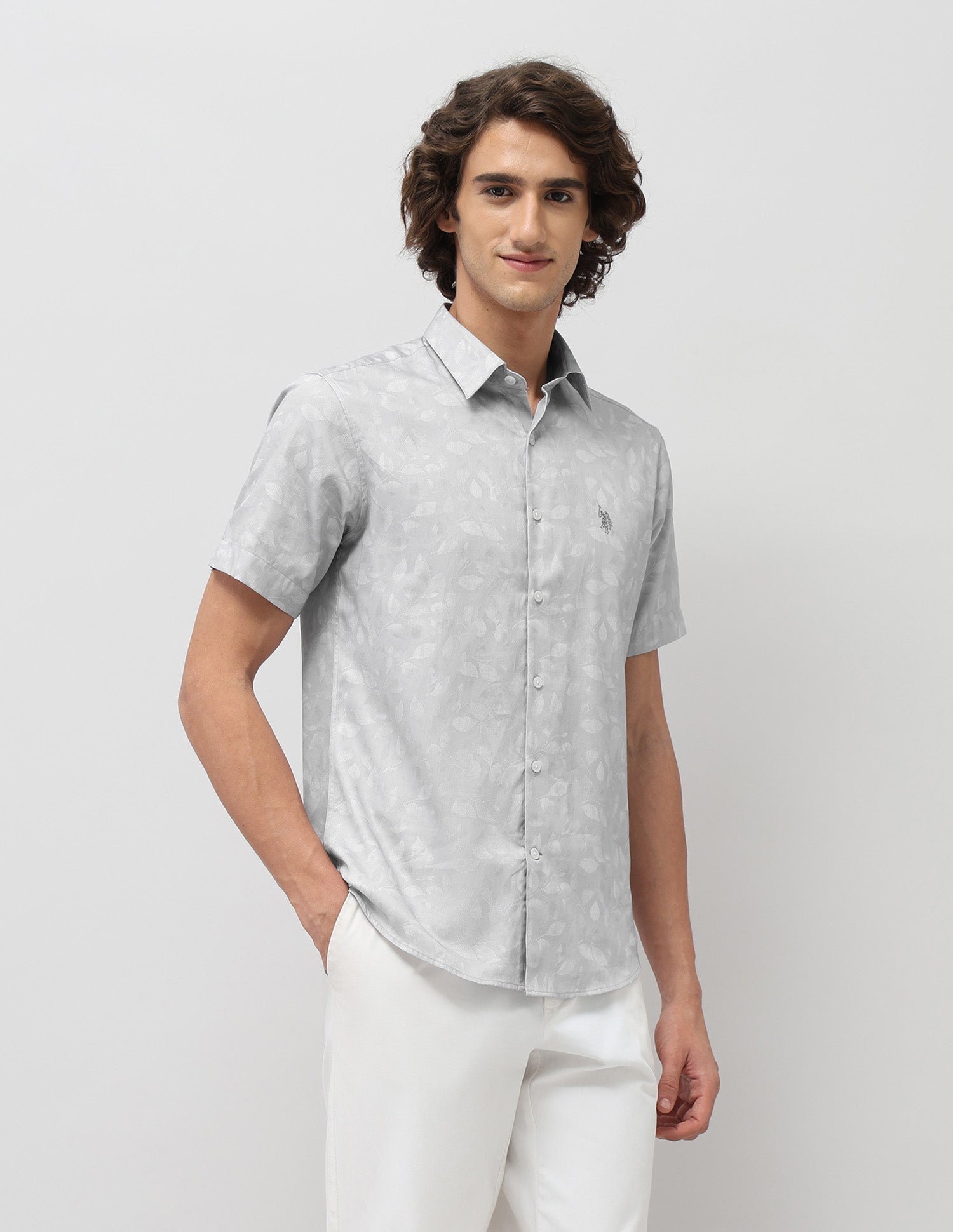 Tailored Fit Satin Shirt Grey - U.S. Polo Assn. India | Large