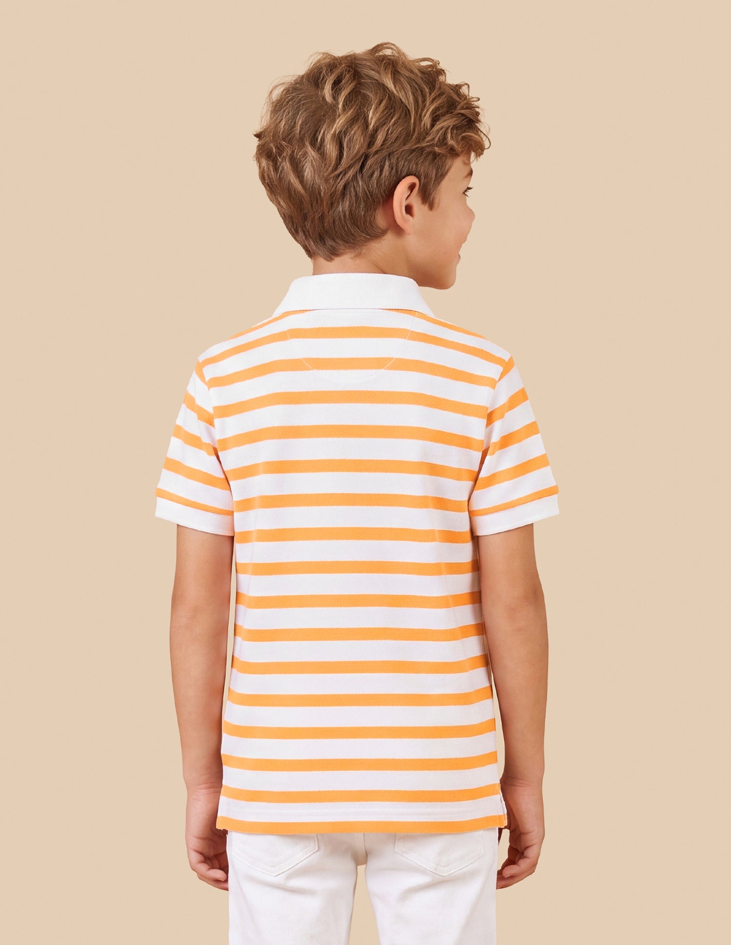 Horizontal Striped Regular Fit Polo Shirt Light Orange - U.S. Polo Assn. India | Large