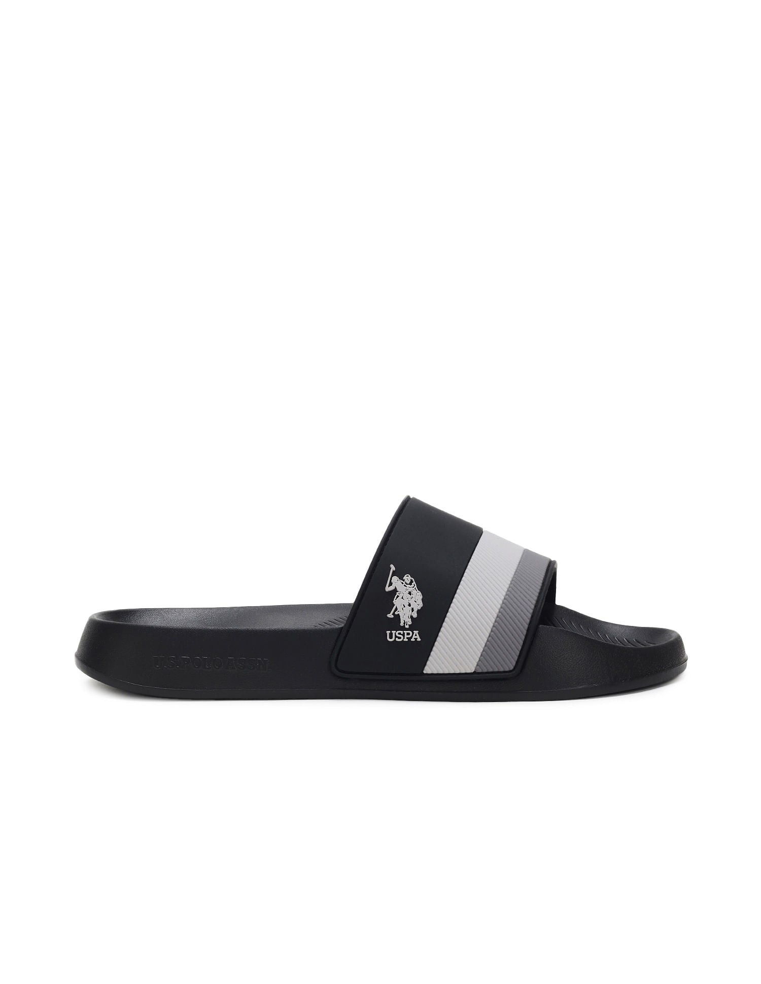 Striped PVC Conex 4.0 Slides Black - U.S. Polo Assn. India | Large