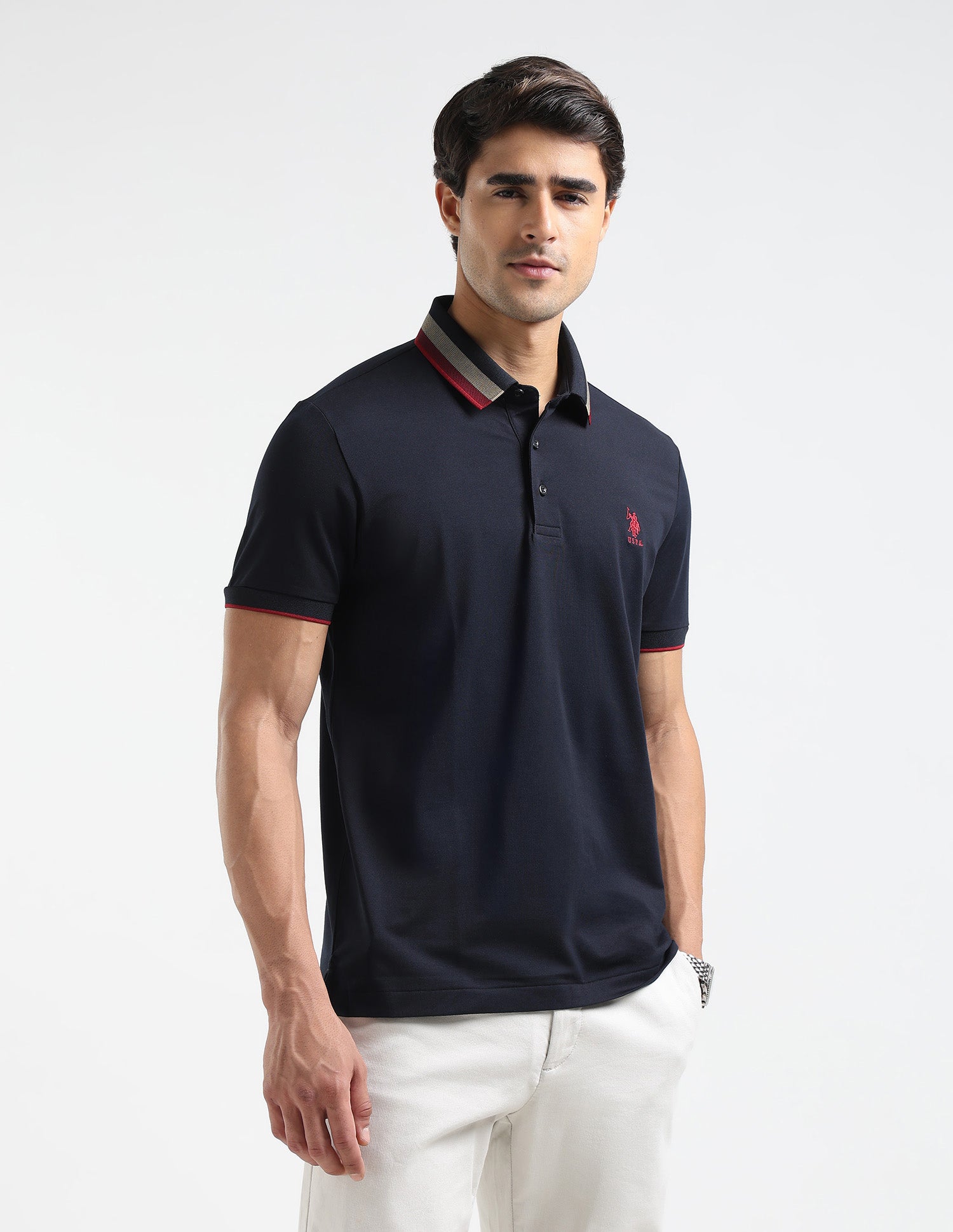 Solid Slim Fit Polo Shirt Navy - U.S. POLO ASSN. | Large