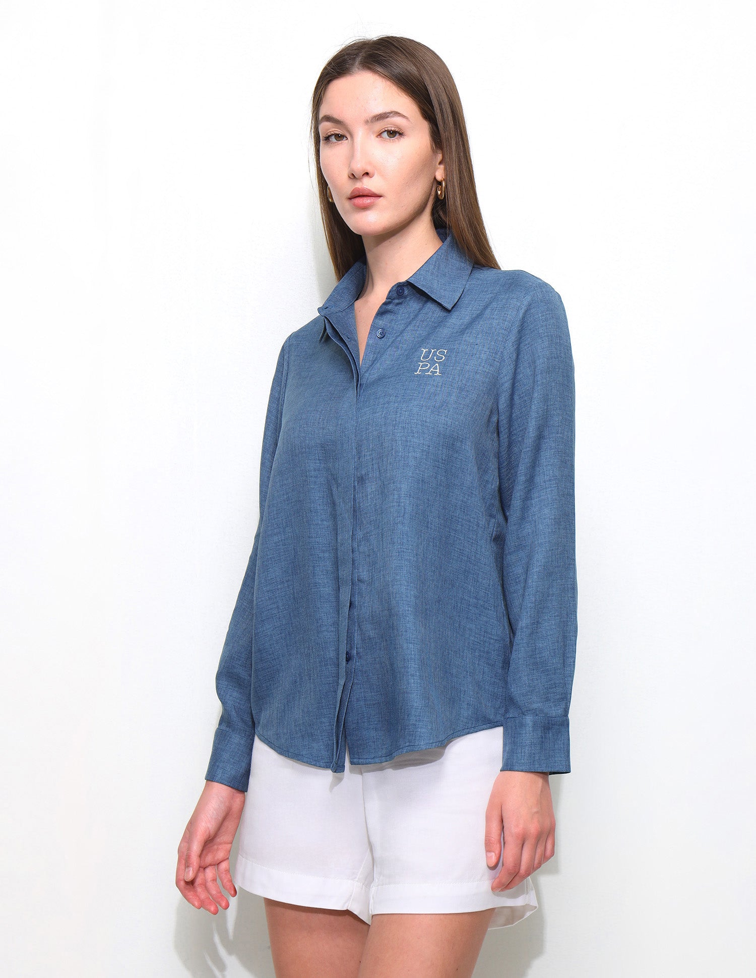 Regular Fit Concealed Placket Shirt Blue - U.S. Polo Assn. India | Large