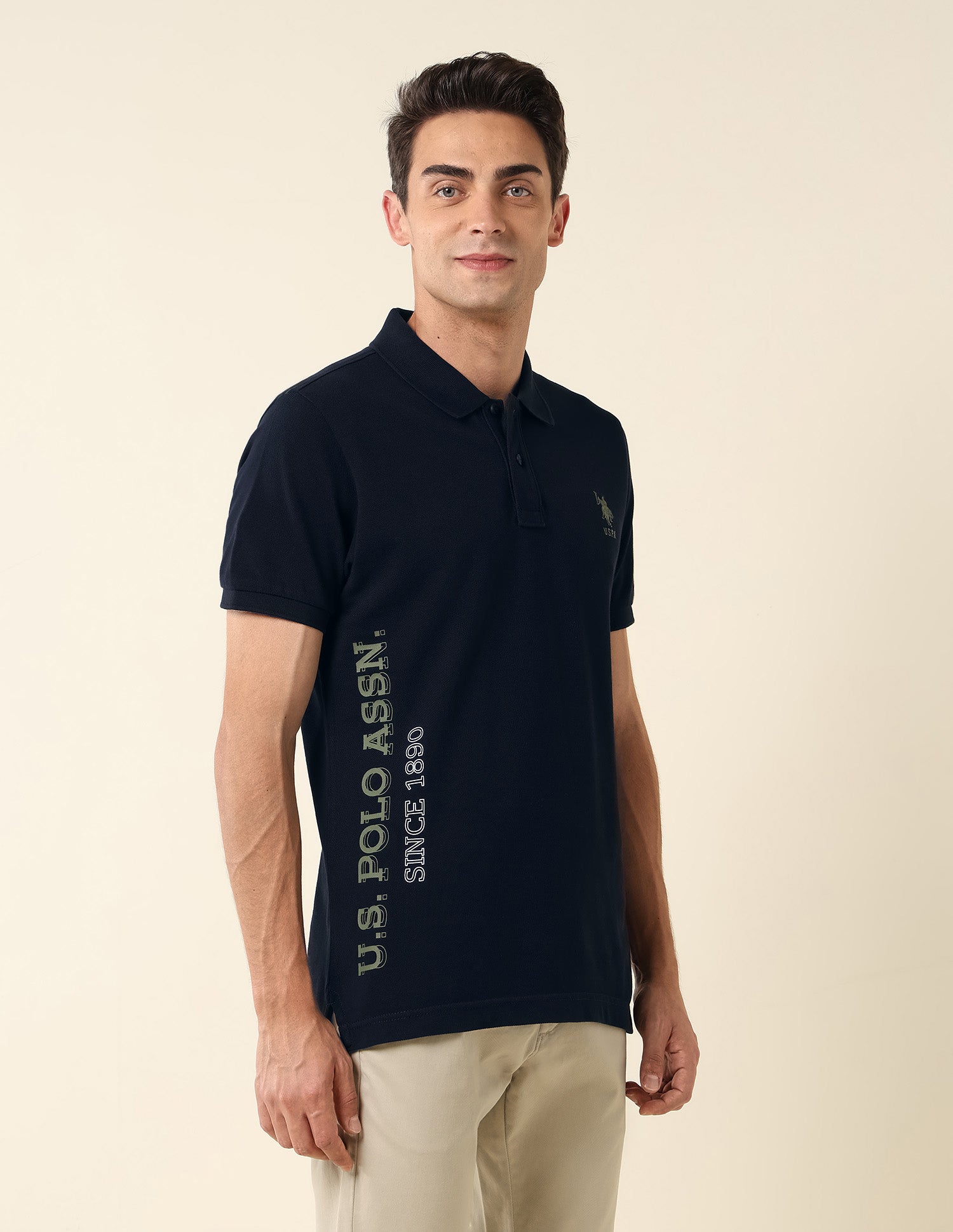 Brand Printed Pure Cotton Polo Shirt Navy - U.S. POLO ASSN. | Large