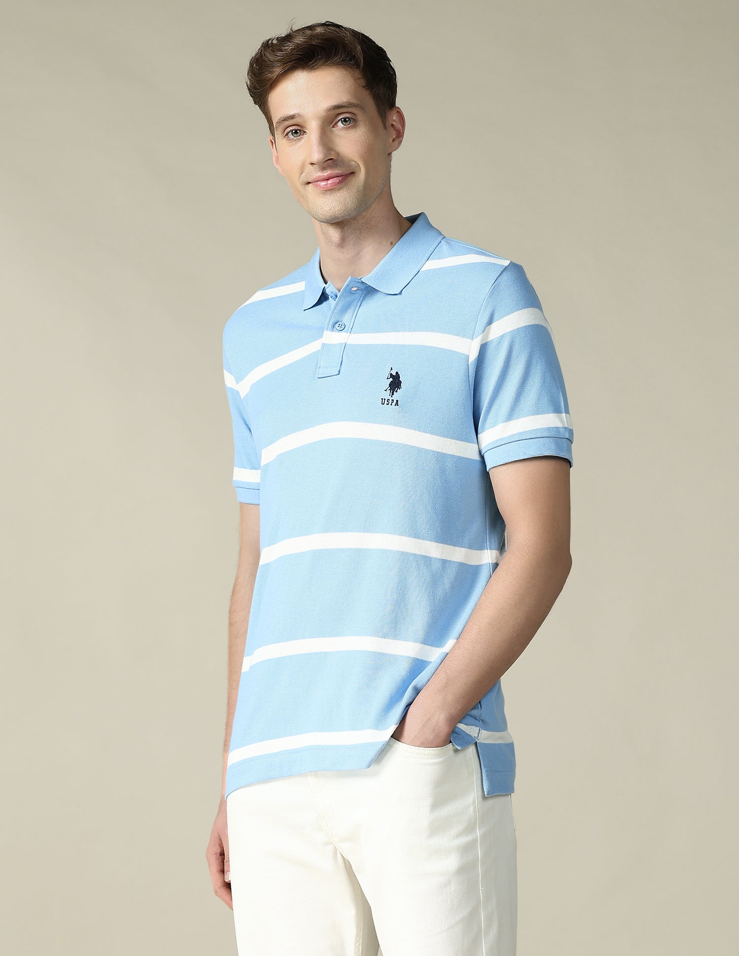 Horizontal Striped Regular Fit Polo Shirt Blue - U.S. POLO ASSN. | Large