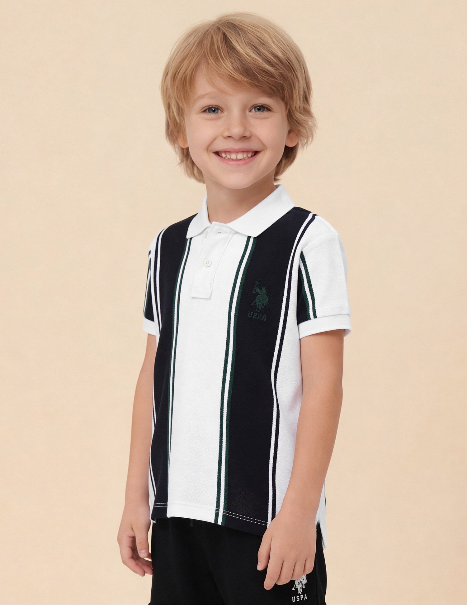 Vertical Striped Colorblocked Regular Fit Polo Shirt White - U.S. Polo Assn. India | Large