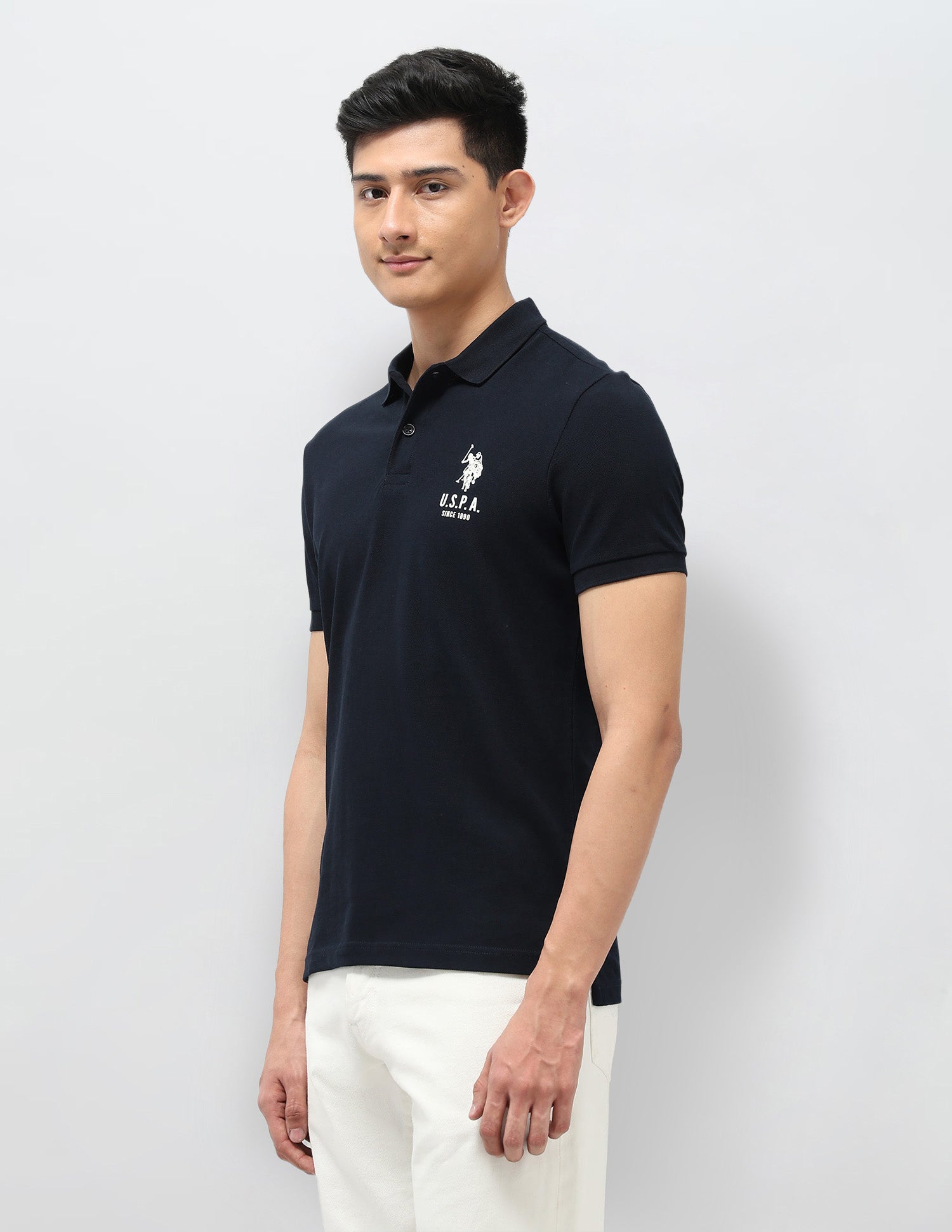 Pure Cotton Muscle Fit Polo Shirt Navy - U.S. Polo Assn. India | Large
