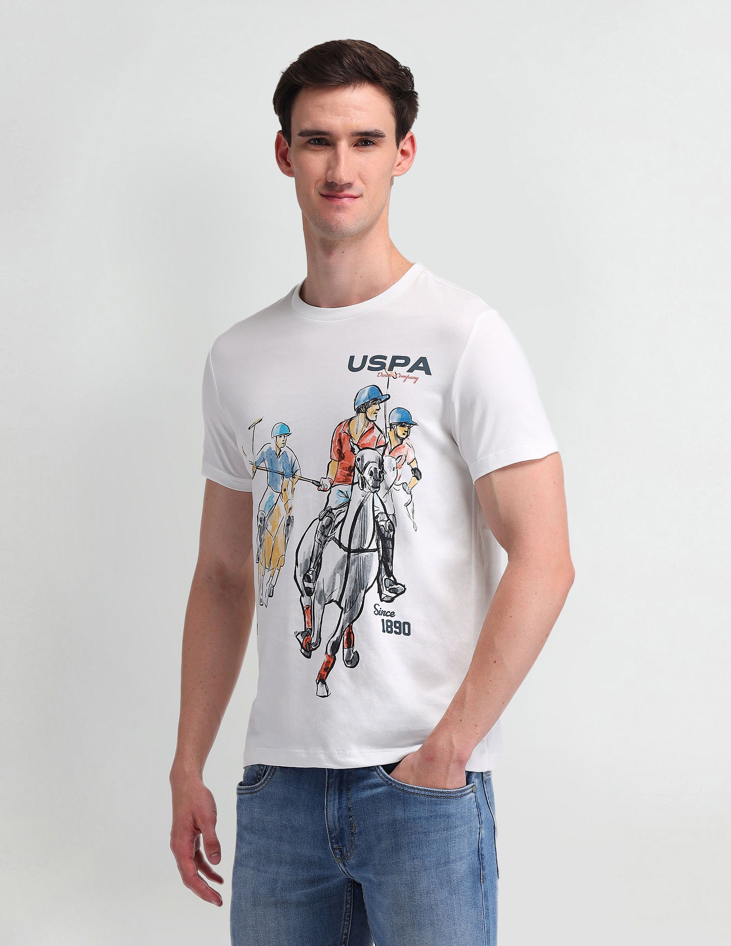 Slim Fit Graphic Printed T-Shirt White - U.S. POLO ASSN. | Large