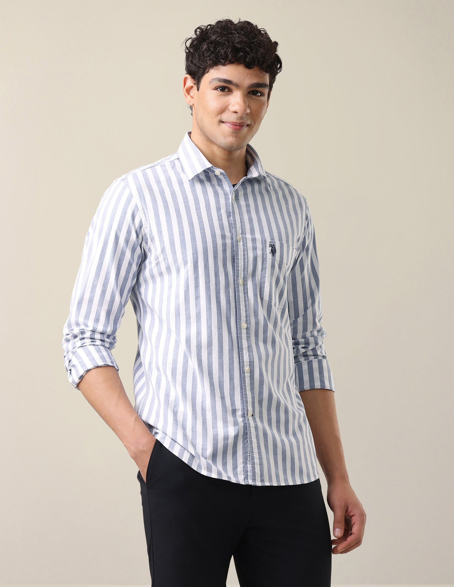 Vertical Striped Oxford Shirt Navy - U.S. Polo Assn. India | Large