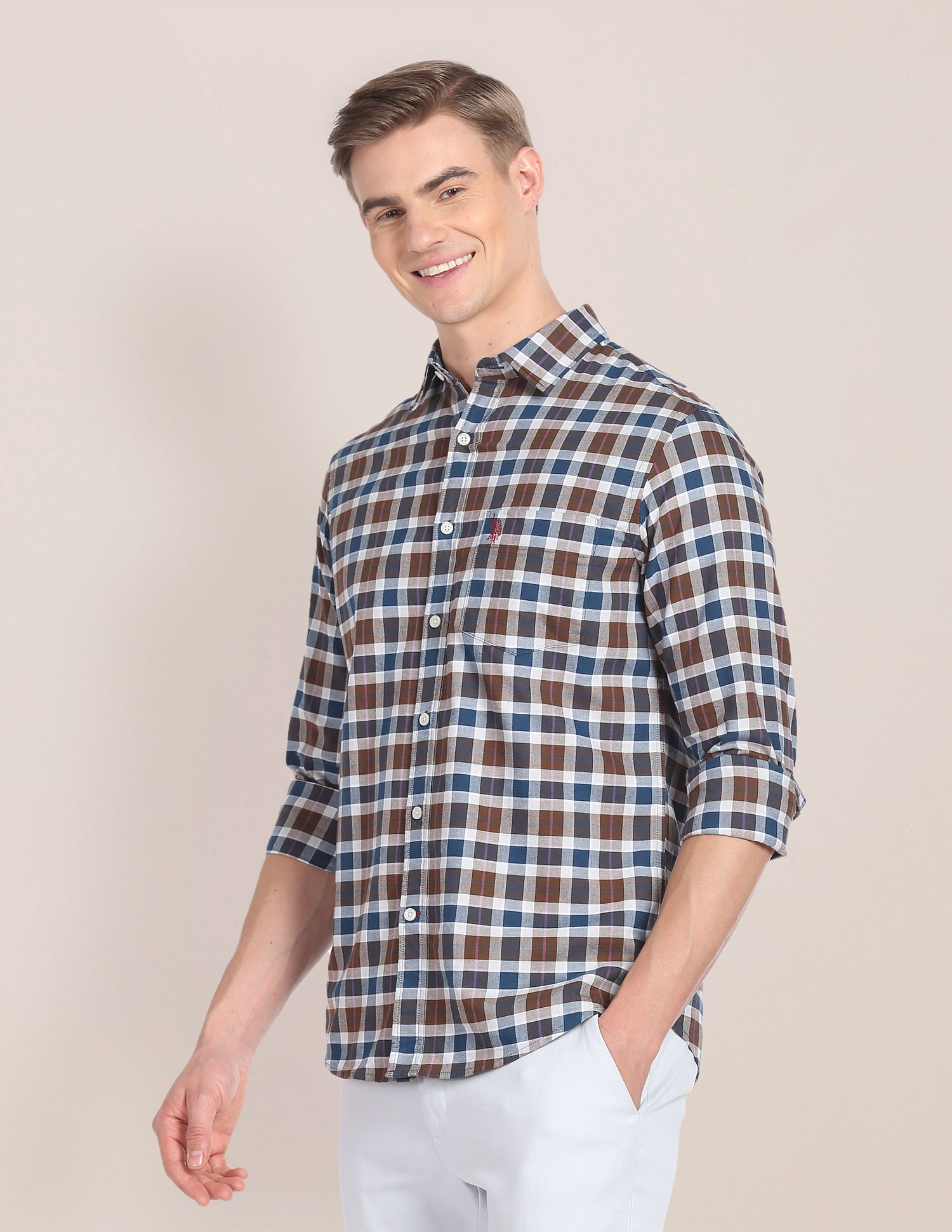 Plaid Check Cotton Shirt Teal - U.S. Polo Assn. India | Large