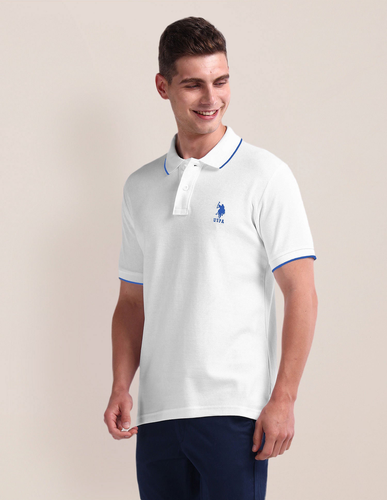 Solid Slim Fit Polo Shirt White - U.S. Polo Assn. India | Large