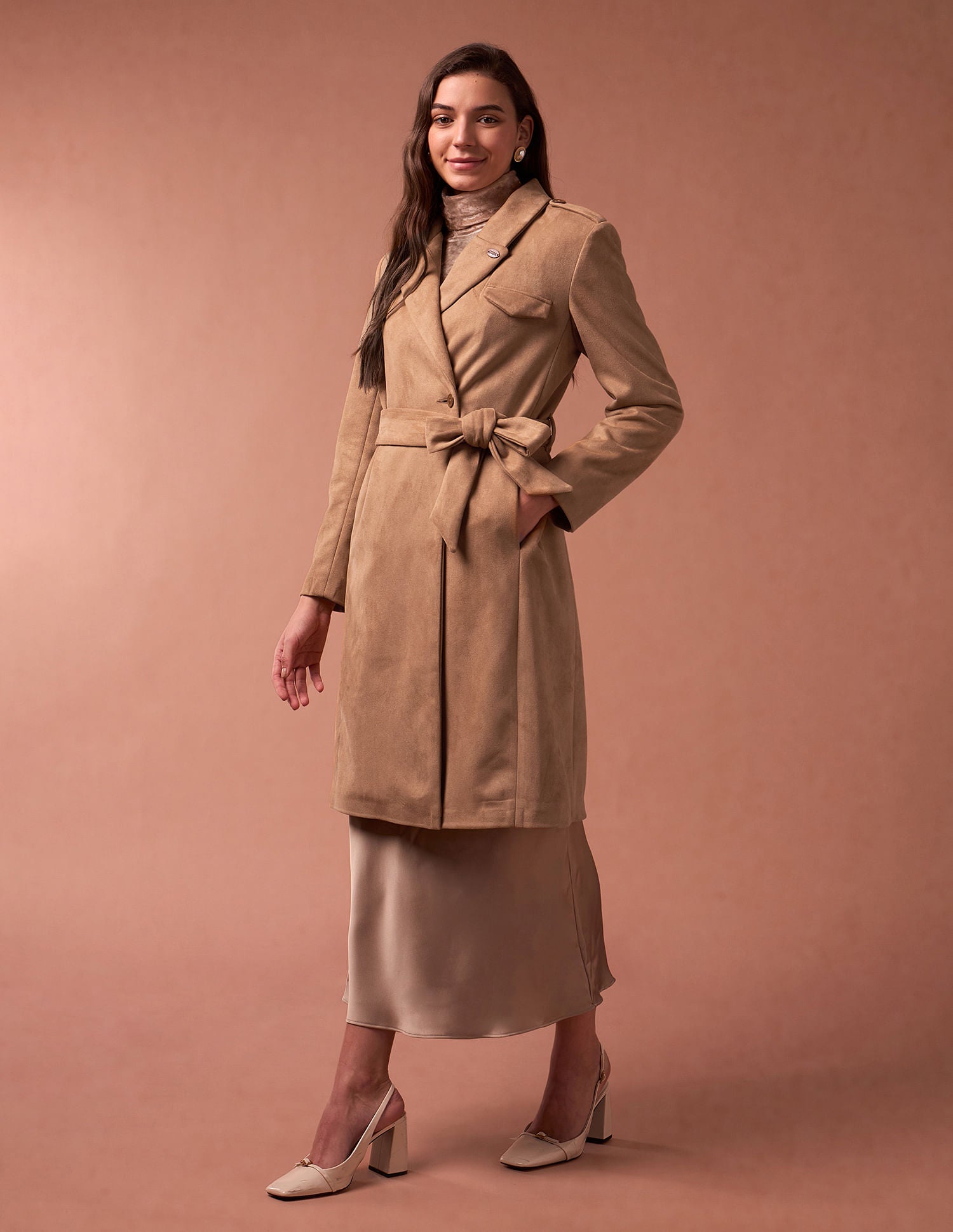 Longline Lapel Collar Jacket Khaki - U.S. POLO ASSN. | Large