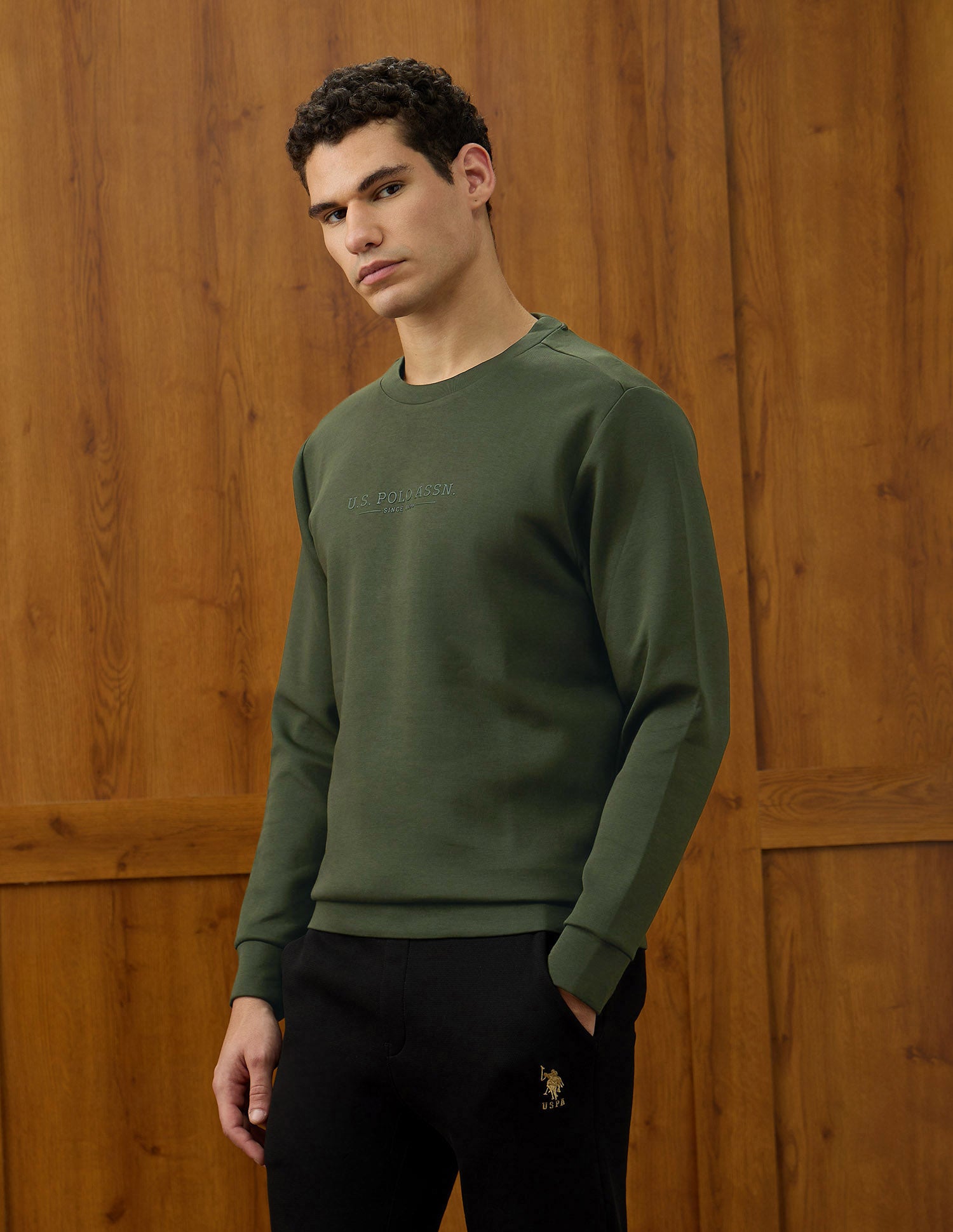 Regular Fit Varsity Theatre Sweatshirt Olive - U.S. POLO ASSN. | Large