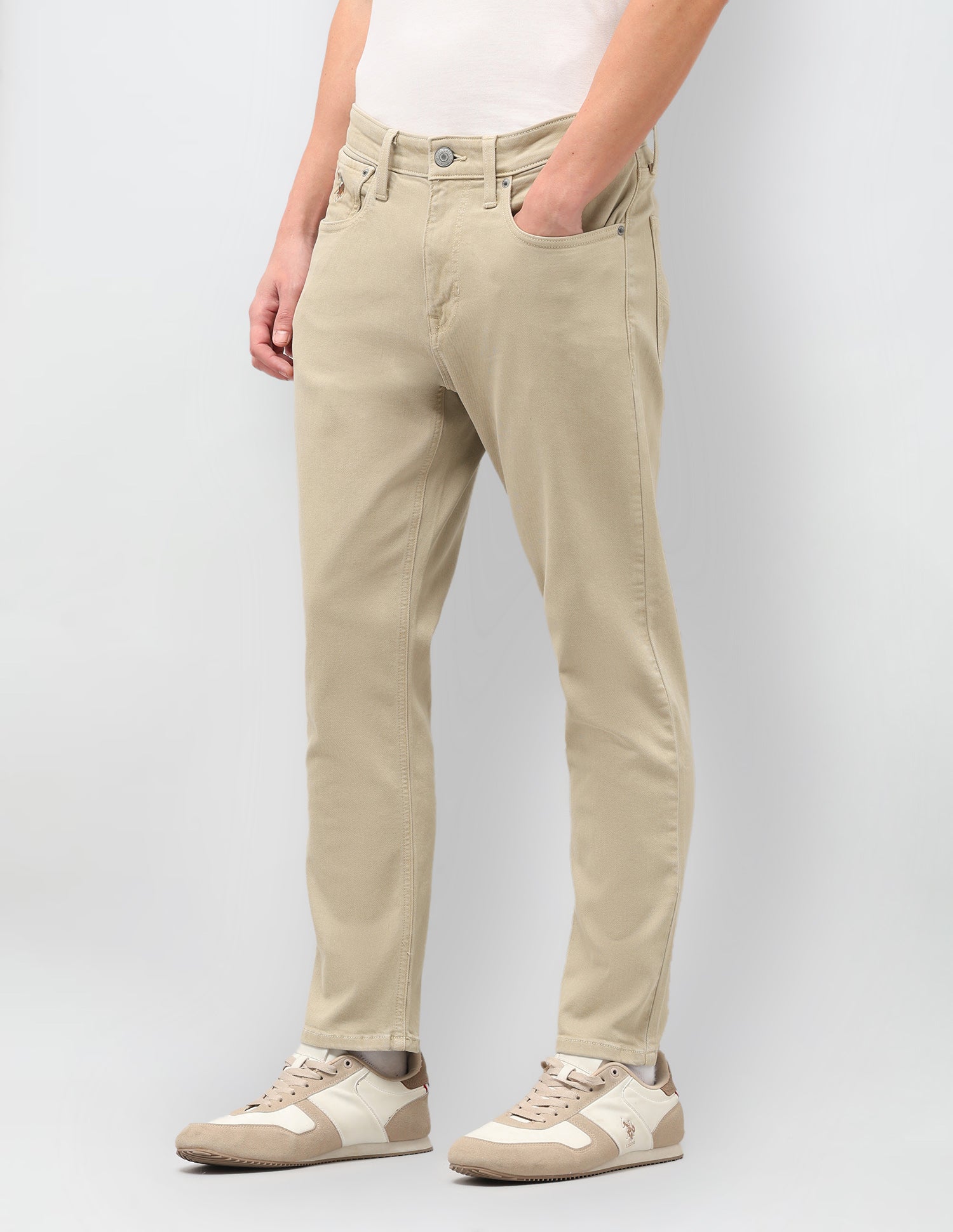 Cole Comfort Cropped Fit Beige Jeans Beige - U.S. Polo Assn. India | Large