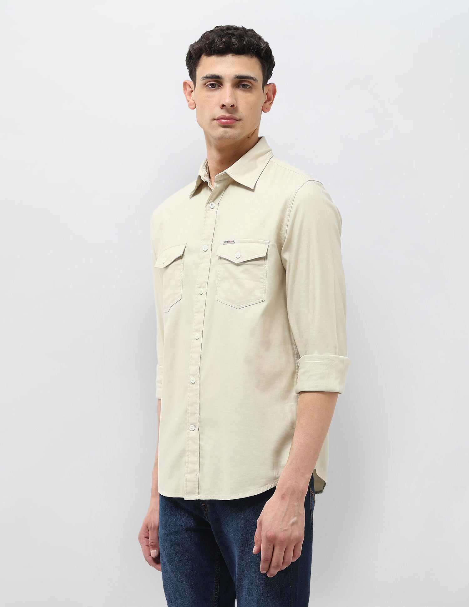 Solid Regular Fit Shirt Beige - U.S. POLO ASSN. | Large