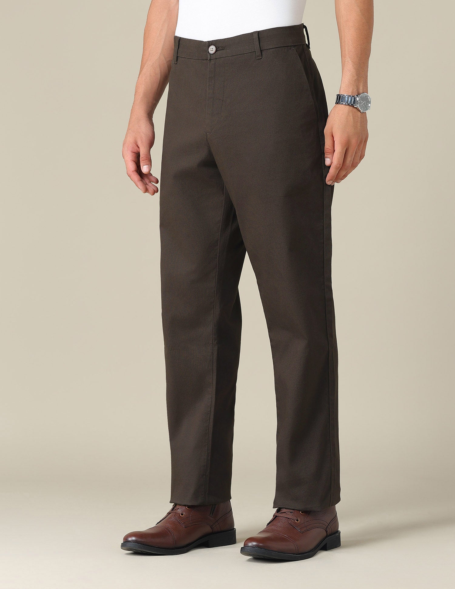 Riley Straight Fit Dobby Trousers Chocolate - U.S. POLO ASSN. | Large