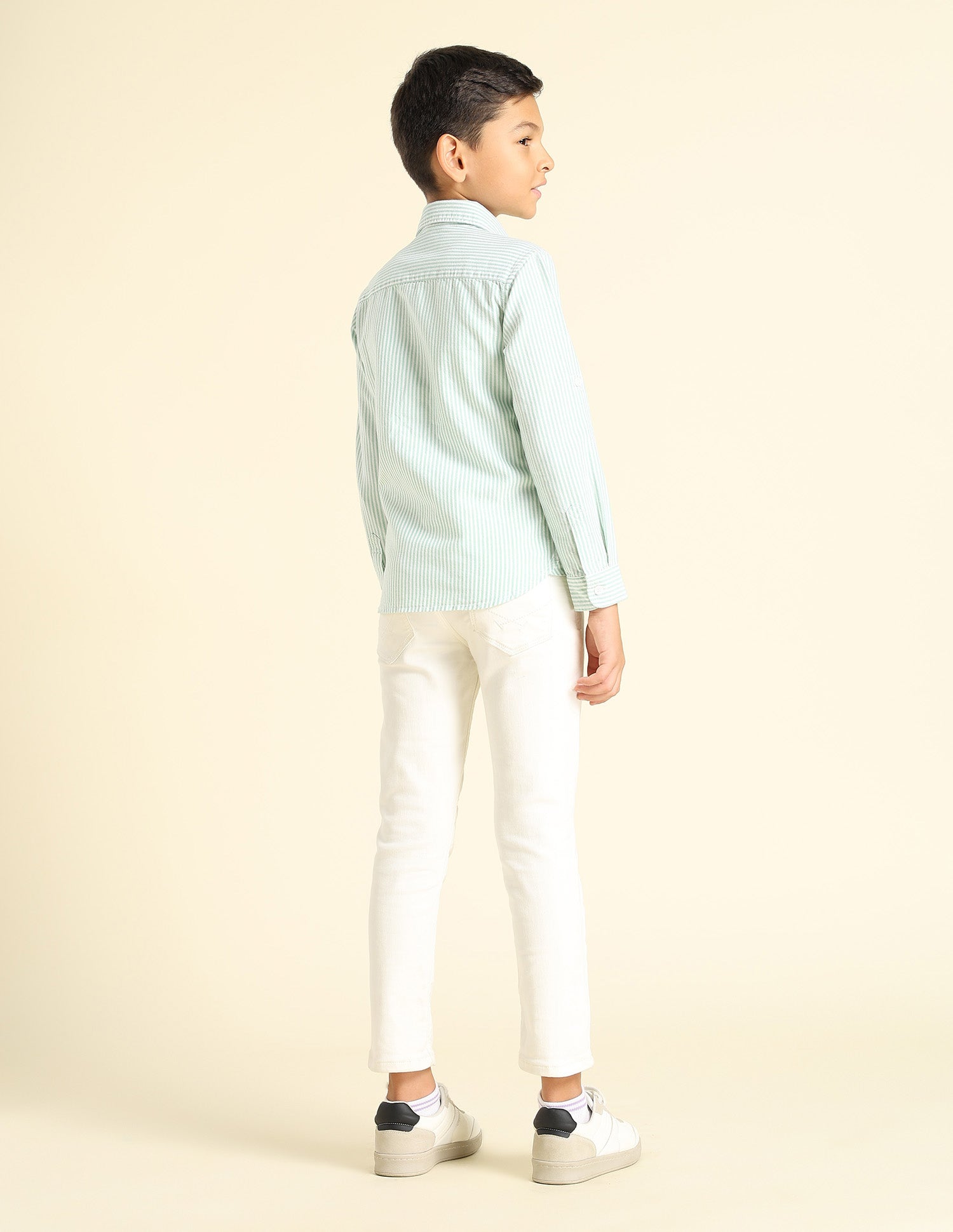 Boys Vertical Striped Regular Fit Shirt Light Green - U.S. POLO ASSN. | Large