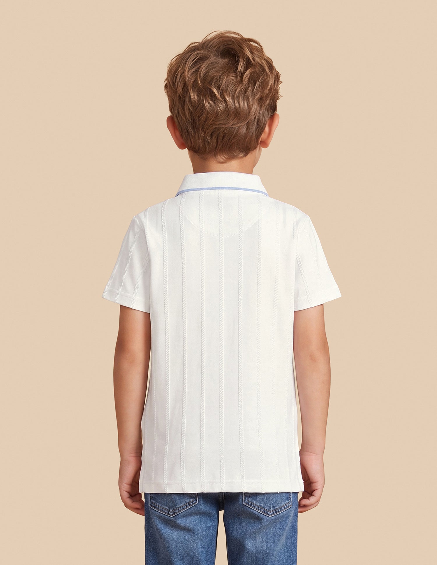 Vertical Striped Patterned Knit Polo Shirt Off White - U.S. Polo Assn. India | Large