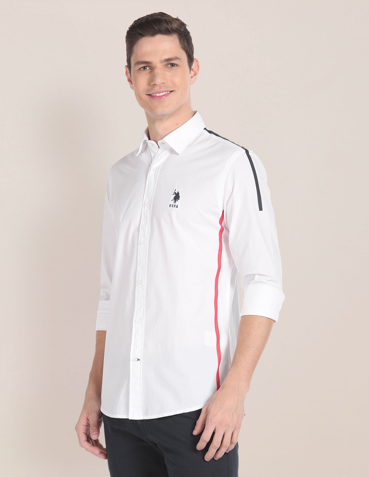 Cutaway Collar Solid Shirt White - U.S. POLO ASSN. | Large