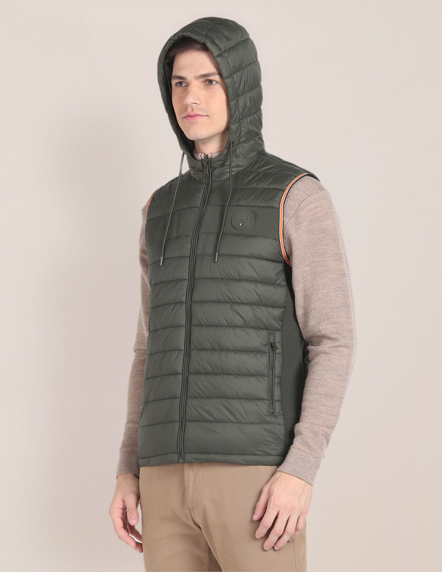 Gillet Puffer Hooded Jacket Olive - U.S. POLO ASSN. | Large