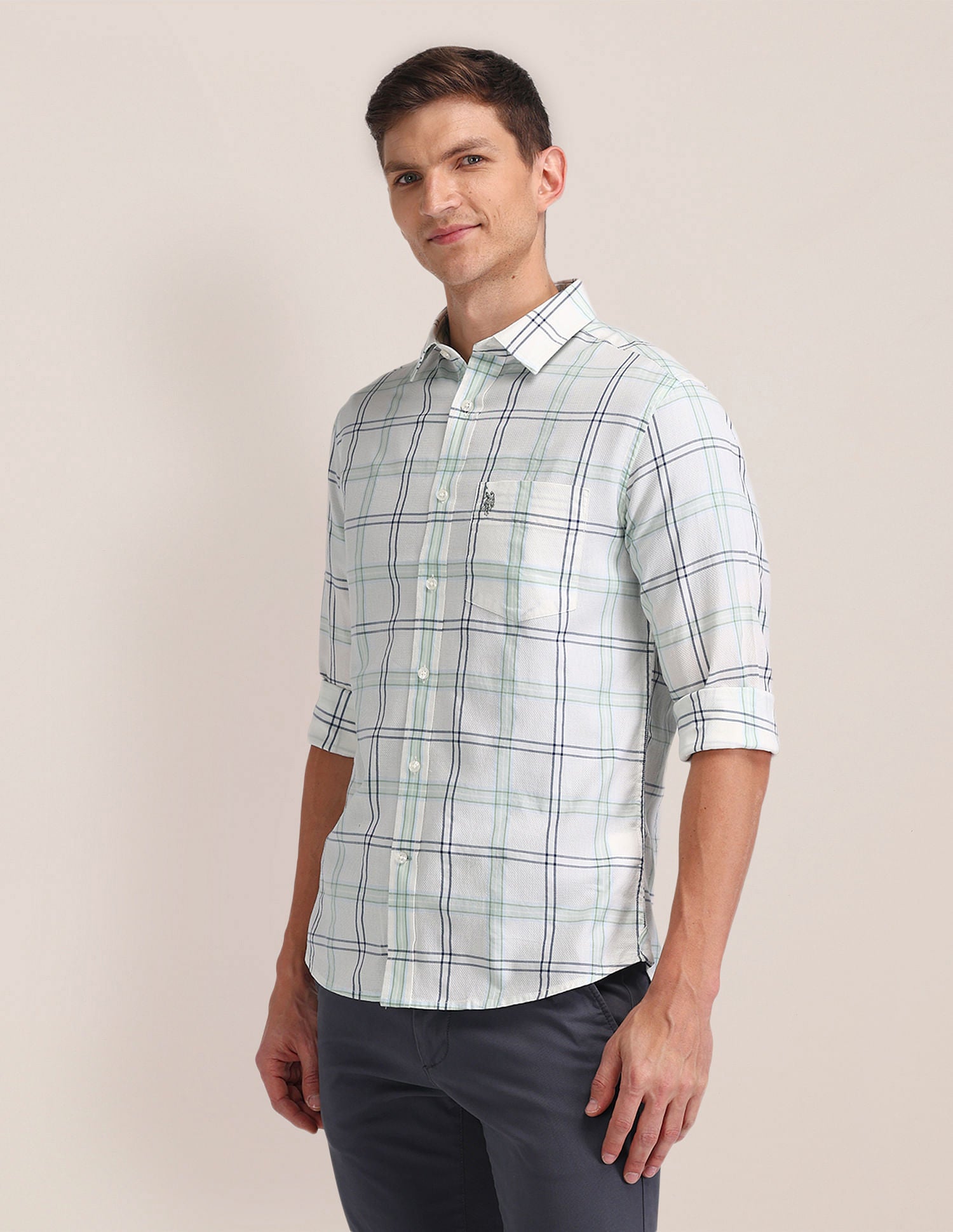 Plaid Check Oxford Shirt Ivory - U.S. Polo Assn. India | Large