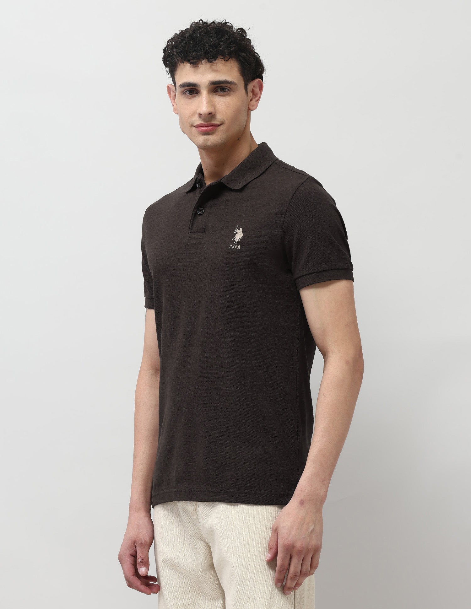 Brand Embroidered Muscle Fit Polo Shirt Dark Brown - U.S. POLO ASSN. | Large