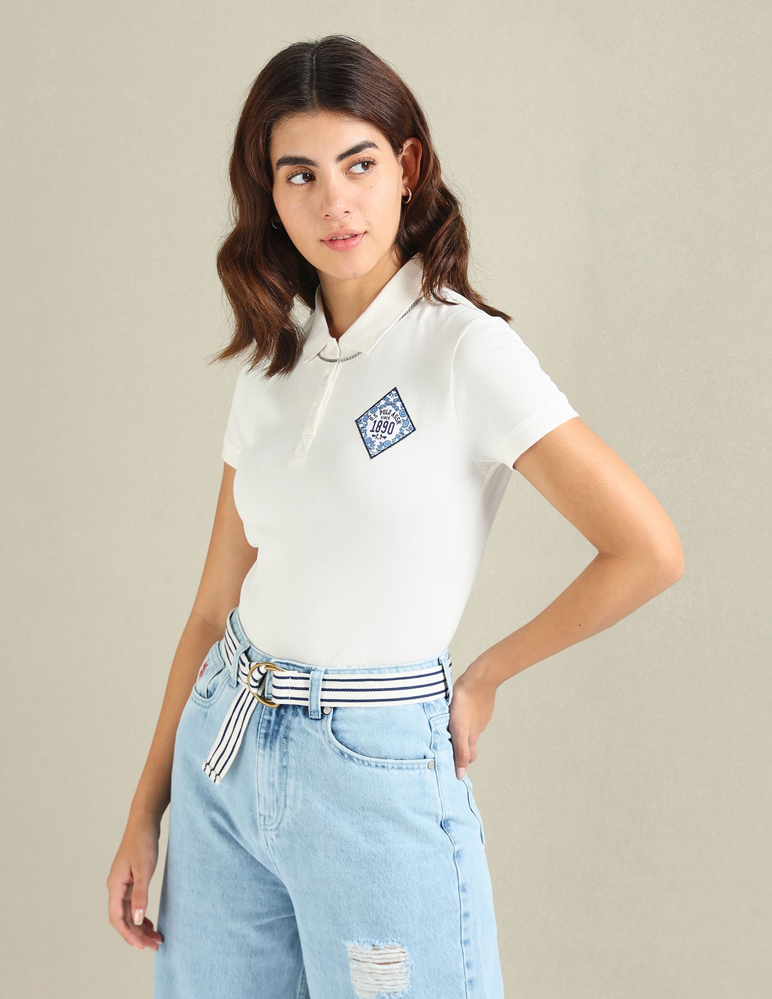 Ornamental Tile Logo Polo Shirt Off-White - U.S. Polo Assn. India | Large