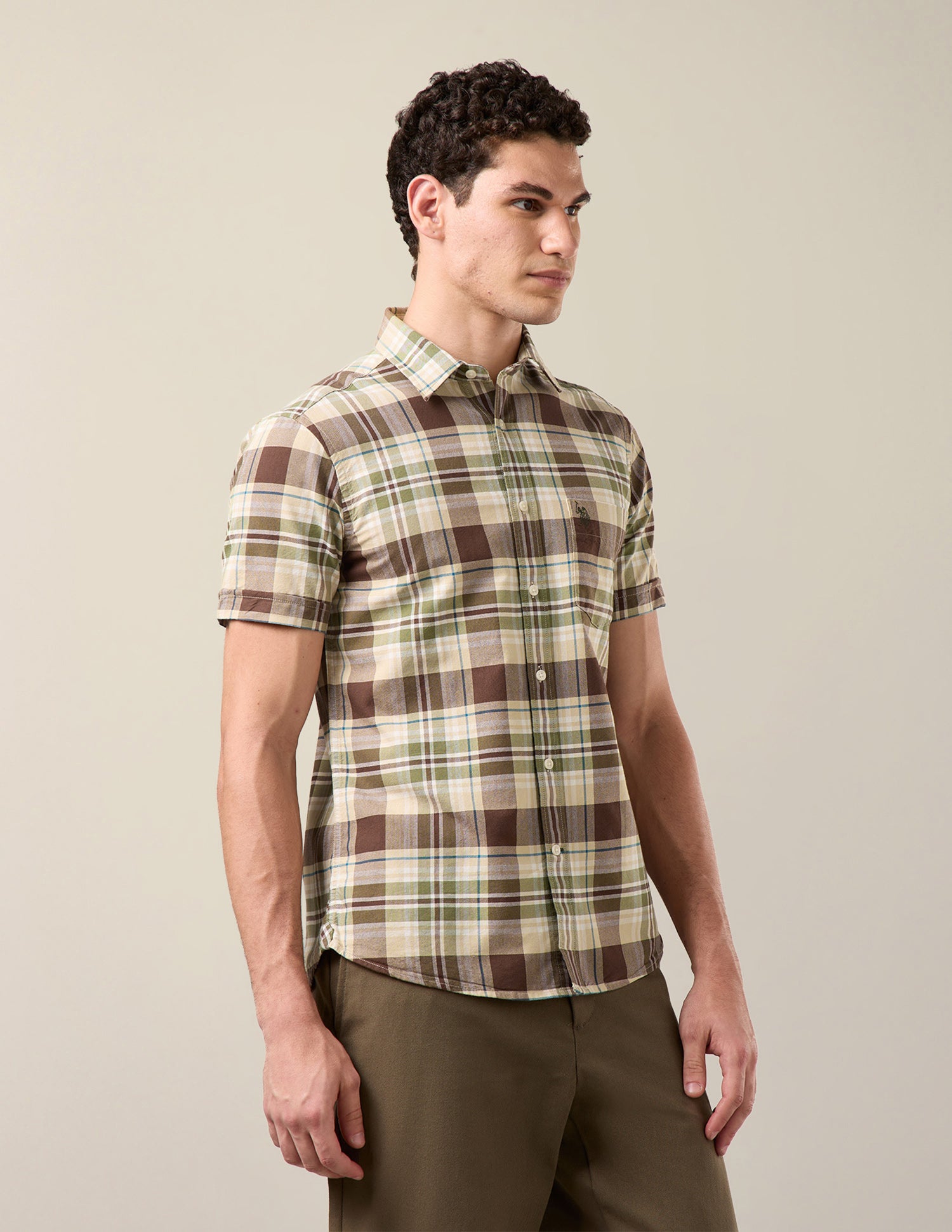 Oxford Tailored Fit Shirt Brown - U.S. Polo Assn. India | Large