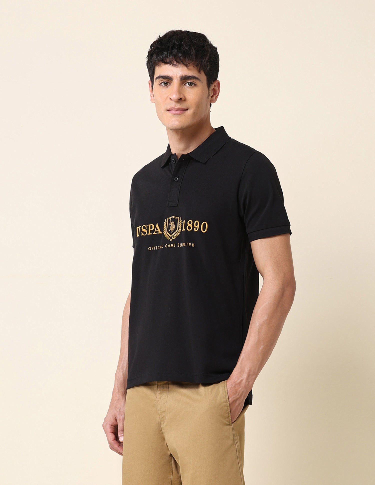 Brand Embroidered Classic Polo Shirt Black - U.S. Polo Assn. India | Large