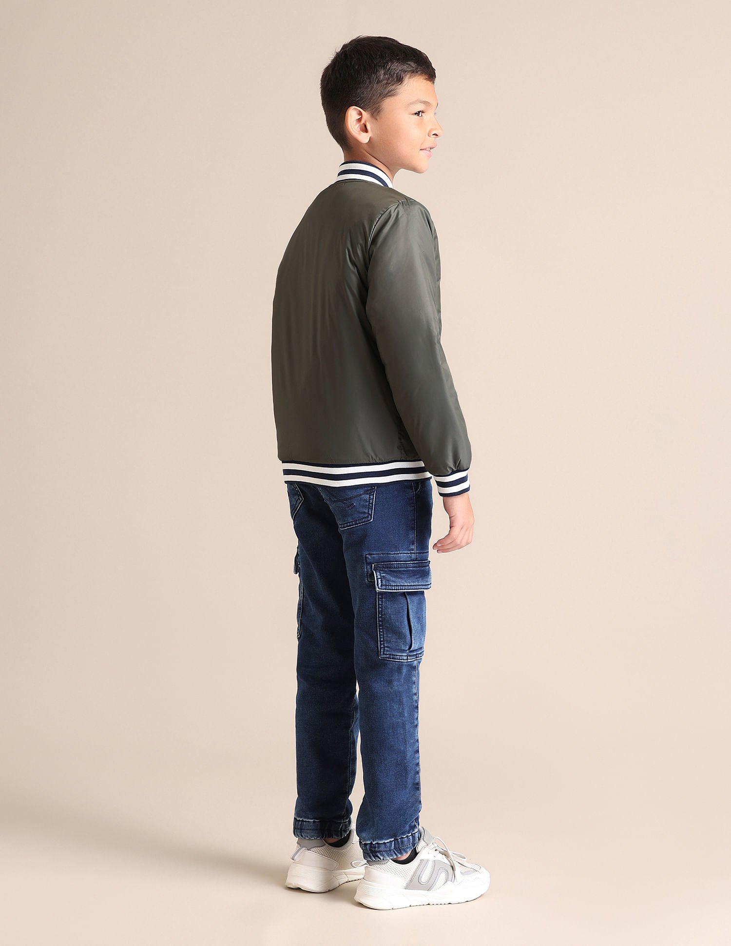 Boys Solid Mock Collar Jacket Dark Green - U.S. POLO ASSN. | Large