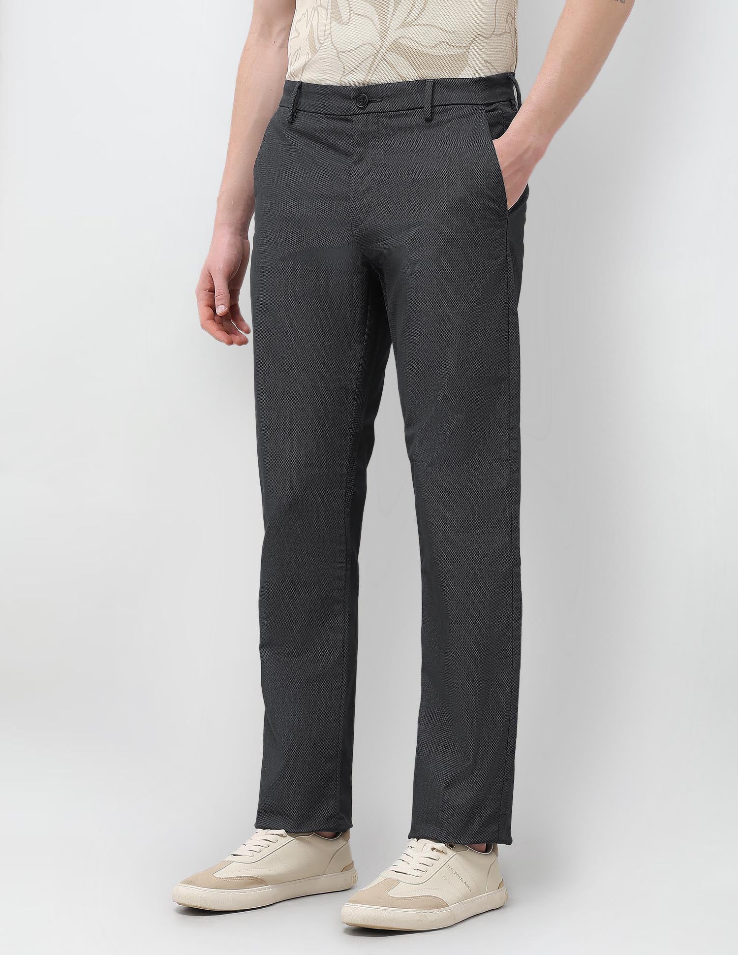Mid Rise Riley Straight Fit Trousers Charcoal - U.S. Polo Assn. India | Large