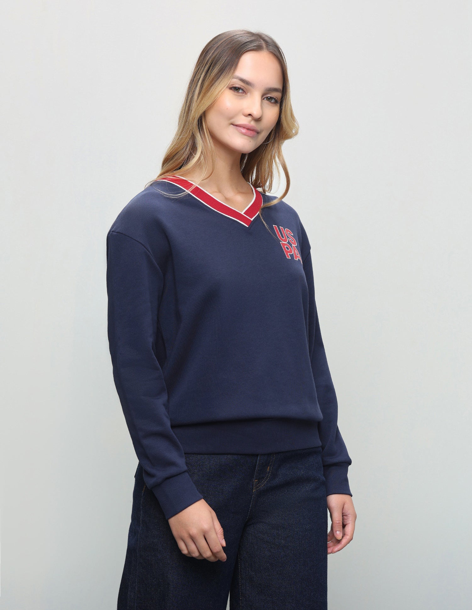 Solid Oversized Fit Sweatshirt Navy - U.S. Polo Assn. India | Large