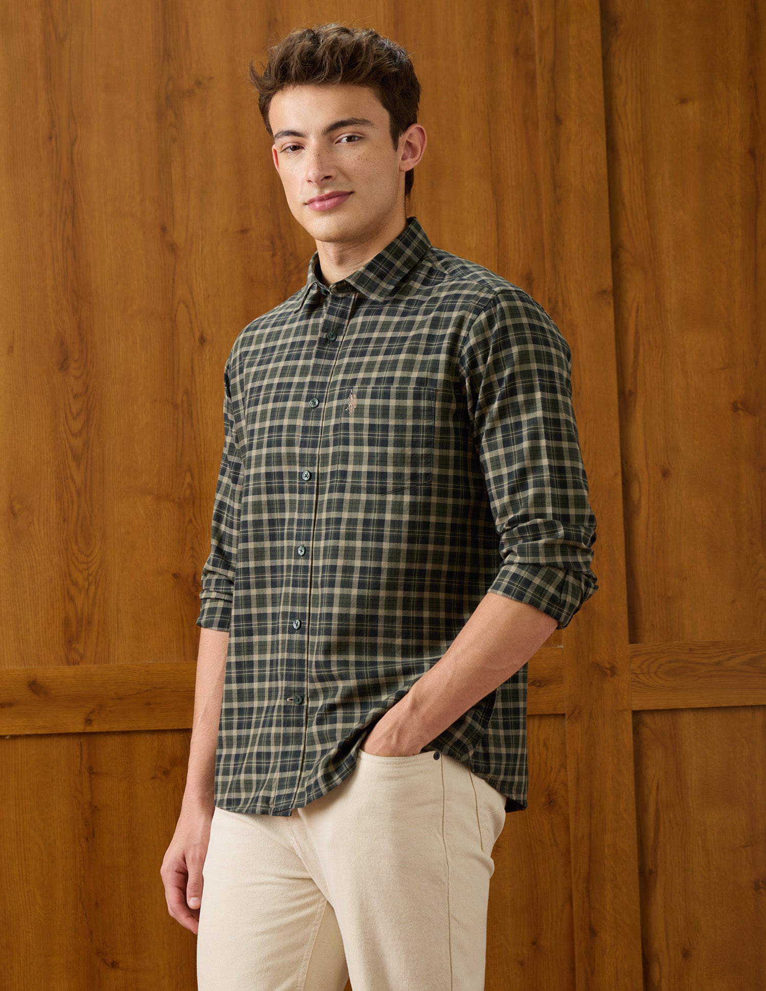 Tartan Checked Regular Fit Shirt Olive - U.S. Polo Assn. India | Large