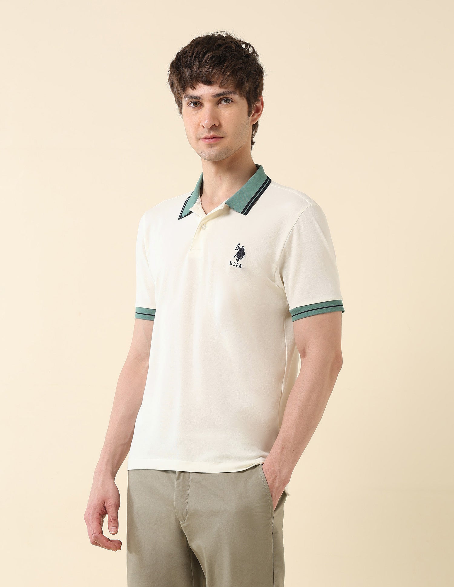 Slim Fit Classic Polo Shirt Beige - U.S. Polo Assn. India | Large