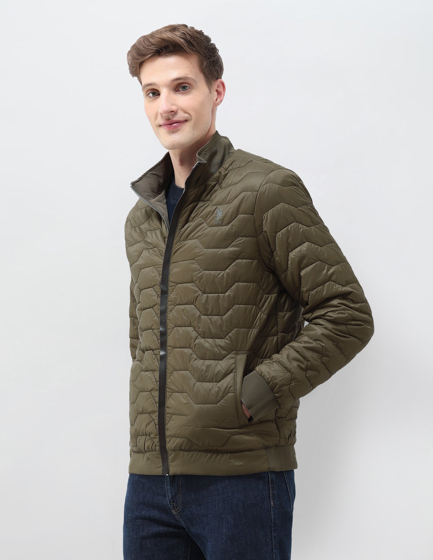 Regular Fit Reversible Jacket Puffer Jacket Light Brown - U.S. Polo Assn. India | Large