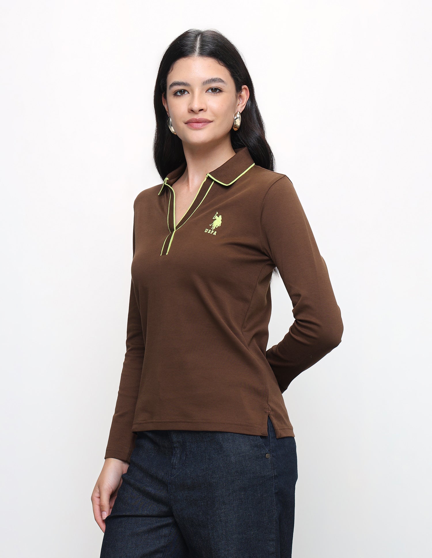Solid Regular Fit Polo Shirt Brown - U.S. Polo Assn. India | Large