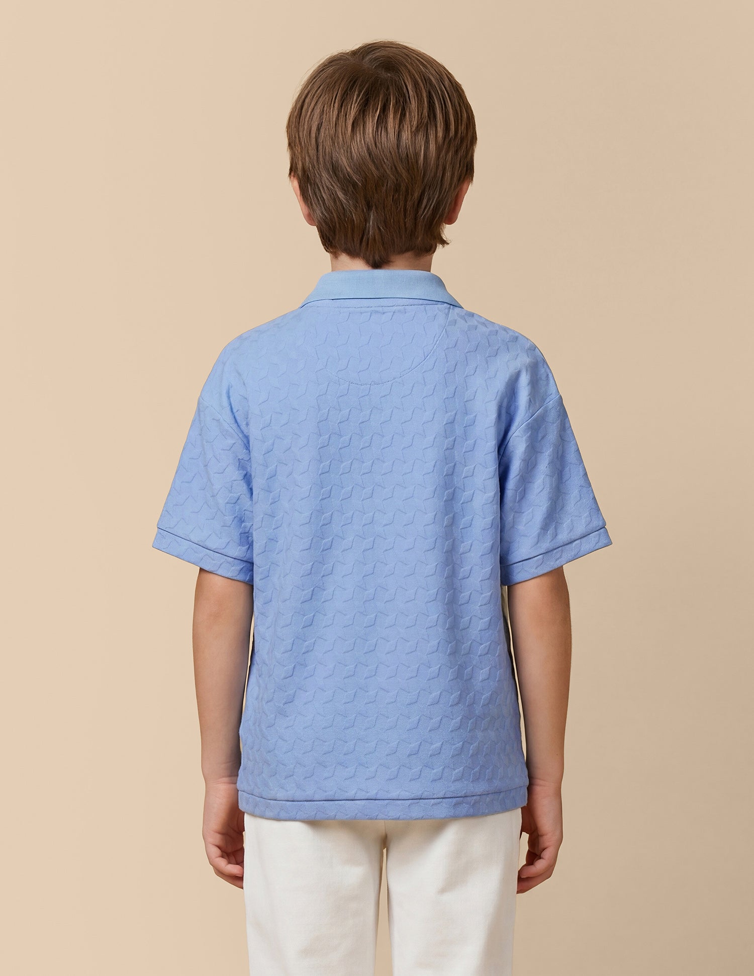 Geometric Patterned Knit Regular Fit Polo Shirt Blue - U.S. Polo Assn. India | Large