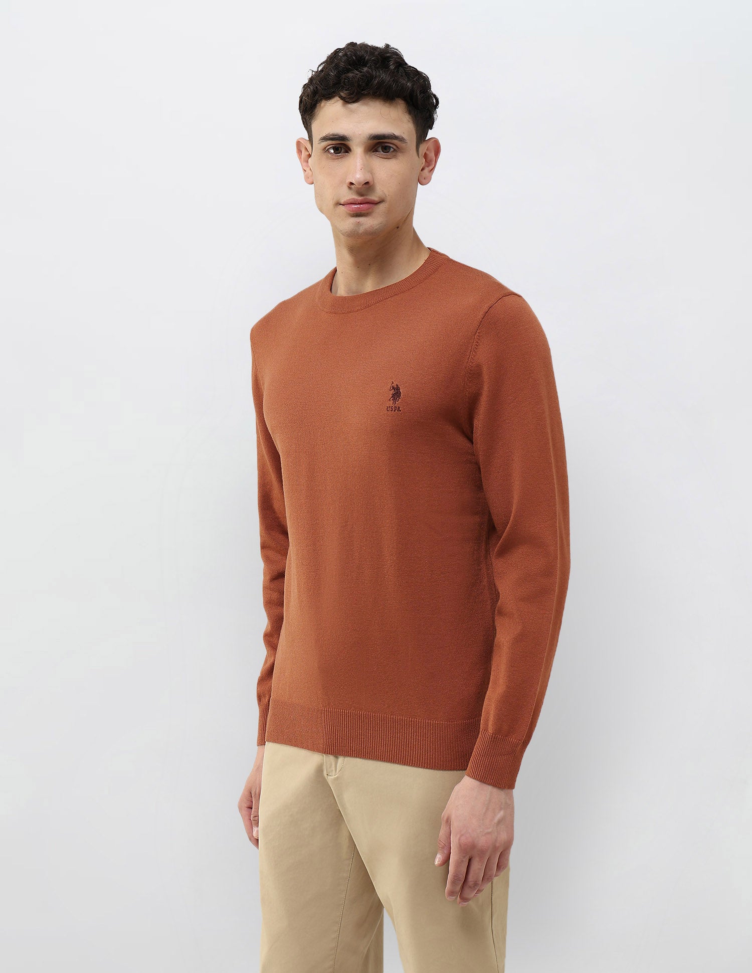 Solid Regular Fit Sweater Rust - U.S. POLO ASSN. | Large