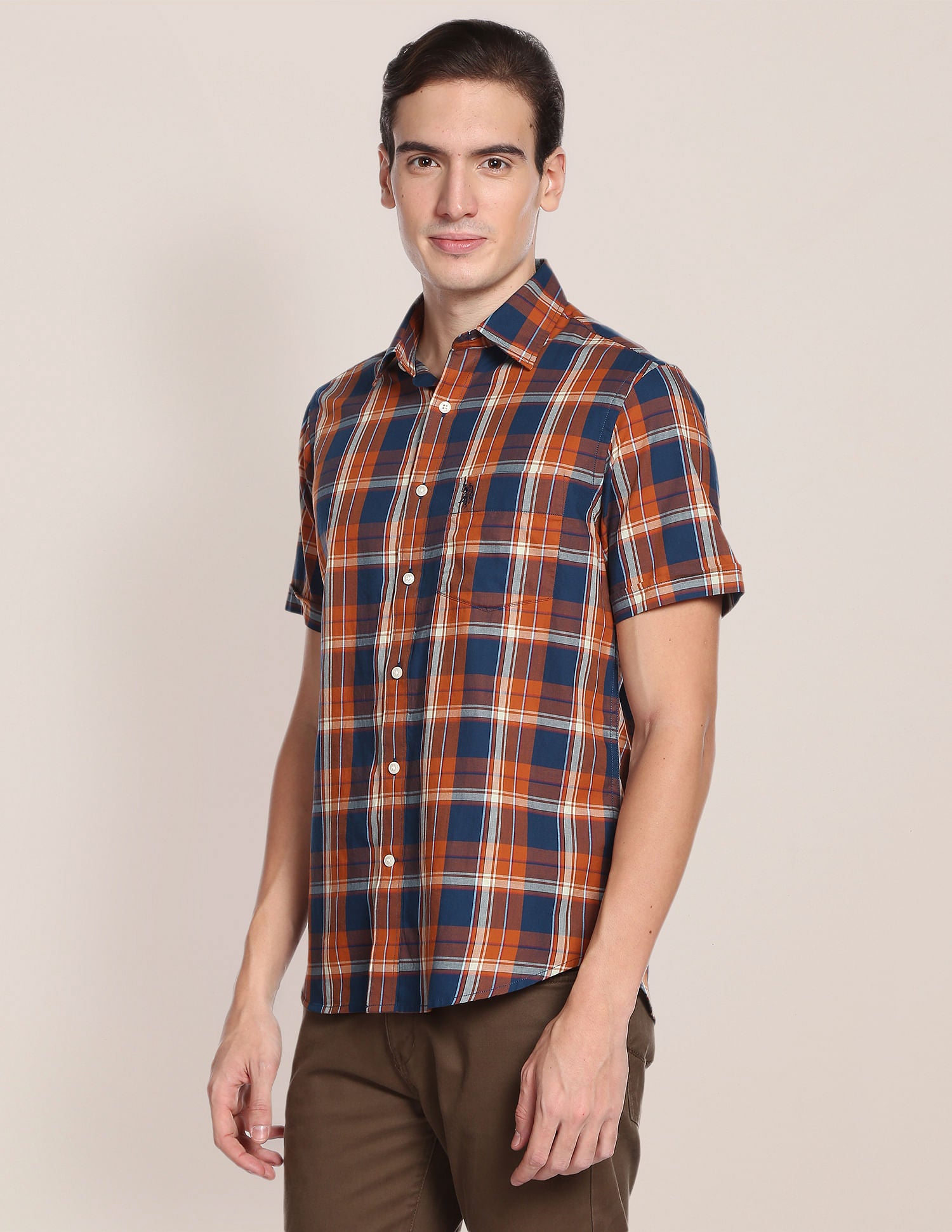 Plaid Check Twill Casual Shirt Rust - U.S. Polo Assn. India | Large