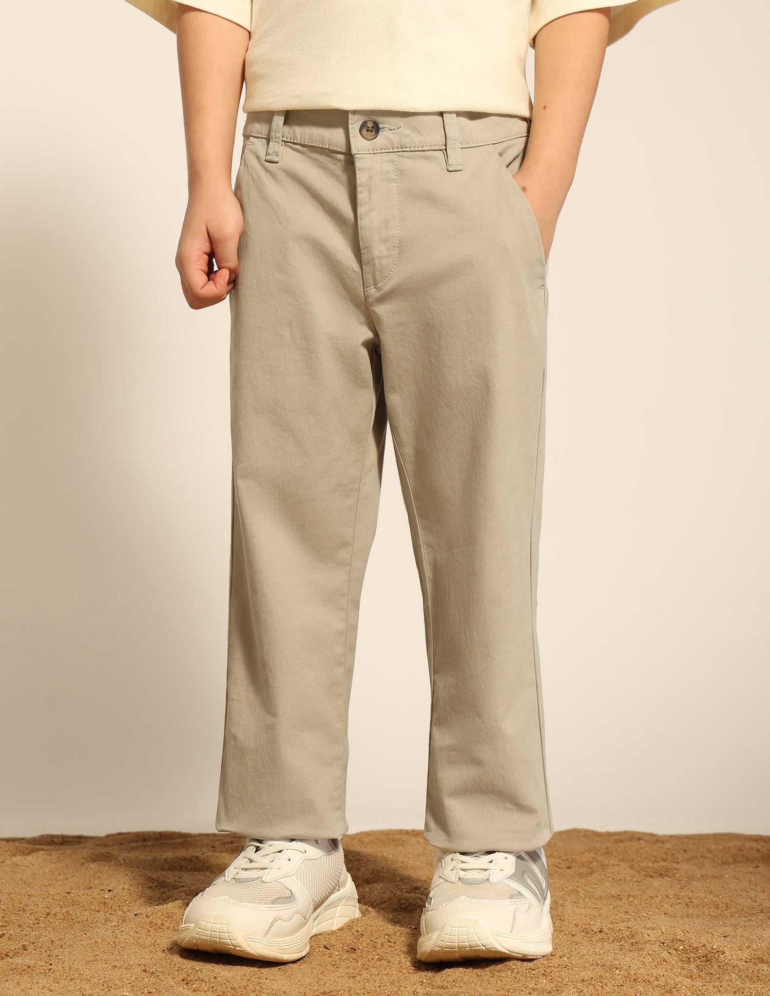 Boys Pure Cotton Twill Trousers Khaki - U.S. POLO ASSN. | Large