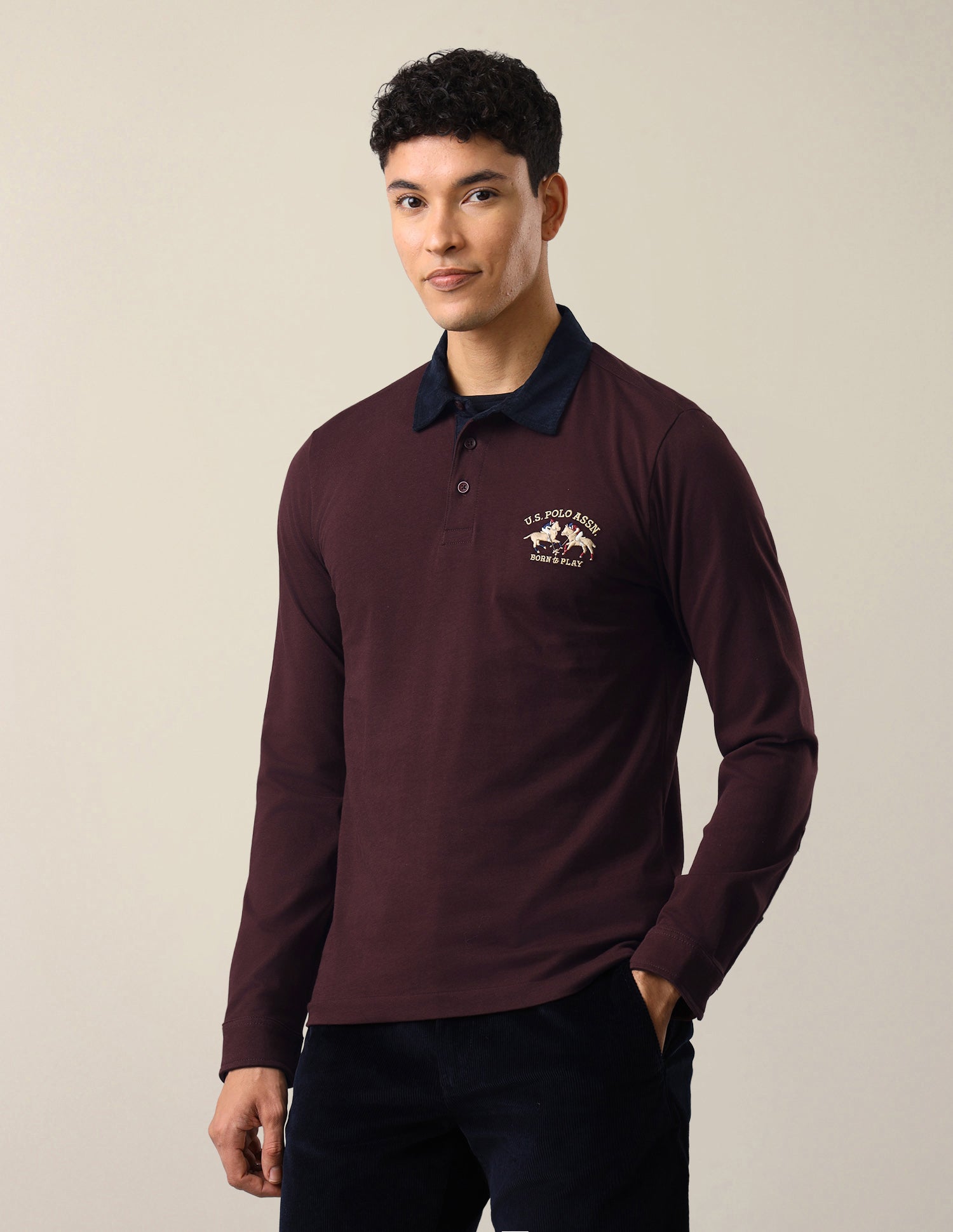 Solid Slim Fit Polo Shirt Maroon - U.S. Polo Assn. India | Large
