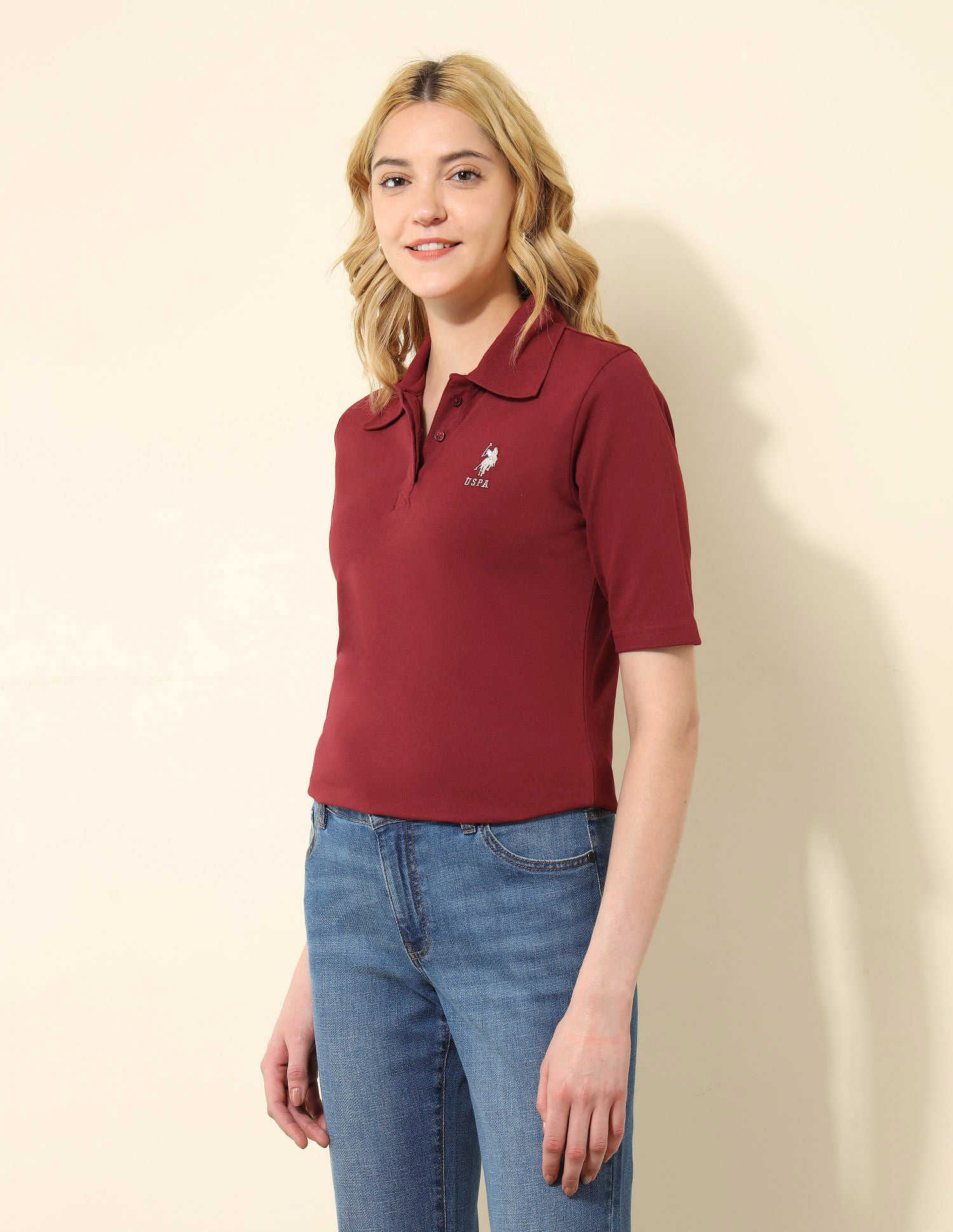 Regular Fit Solid Polo Shirt Maroon - U.S. POLO ASSN. | Large