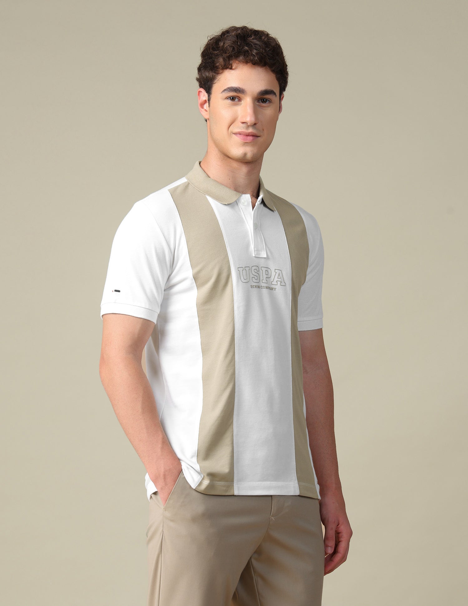 Horizontal Striped Slim Fit Polo Shirt Ivory - U.S. Polo Assn. India | Large