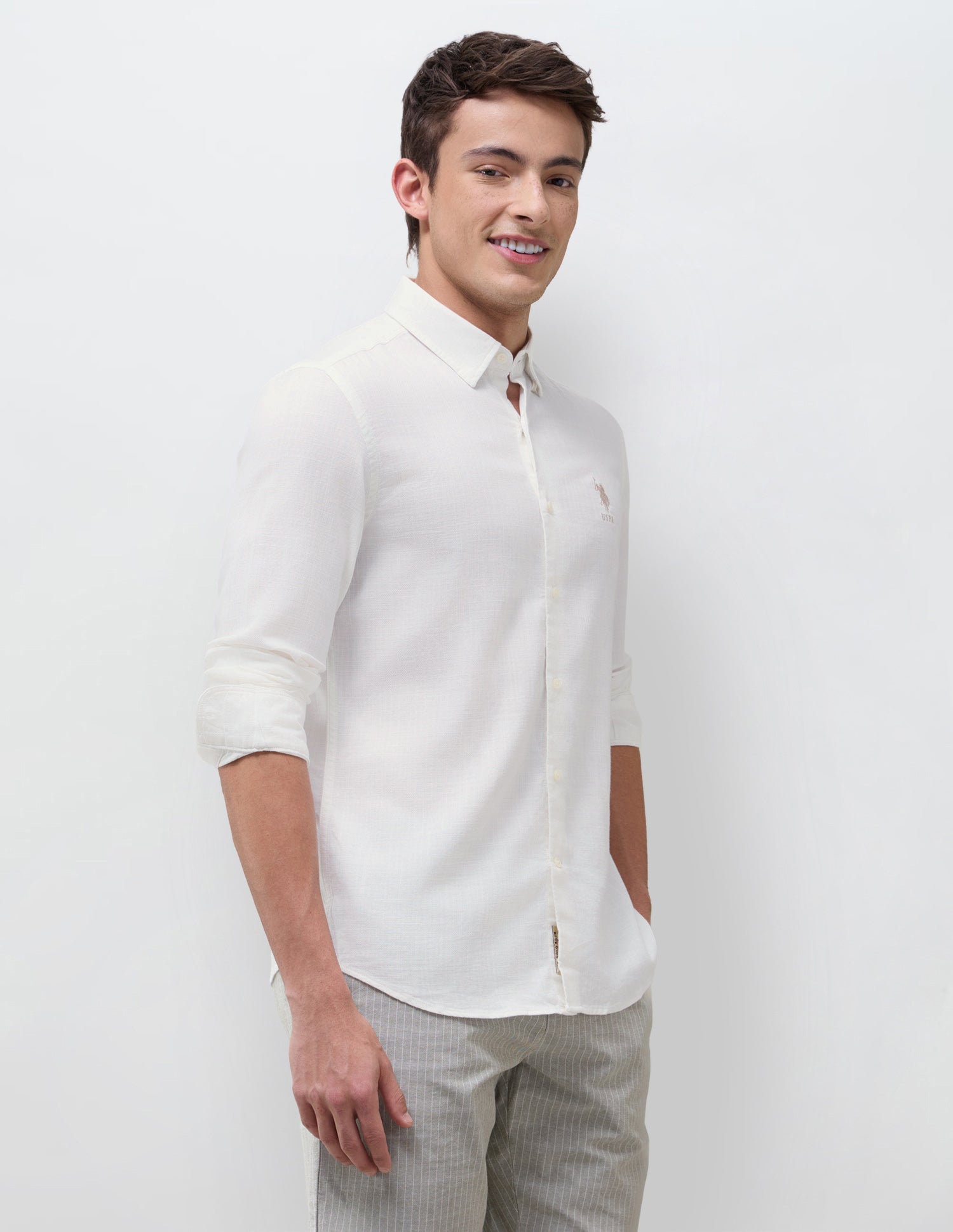 Solid Seersucker Shirt White - U.S. Polo Assn. India | Large