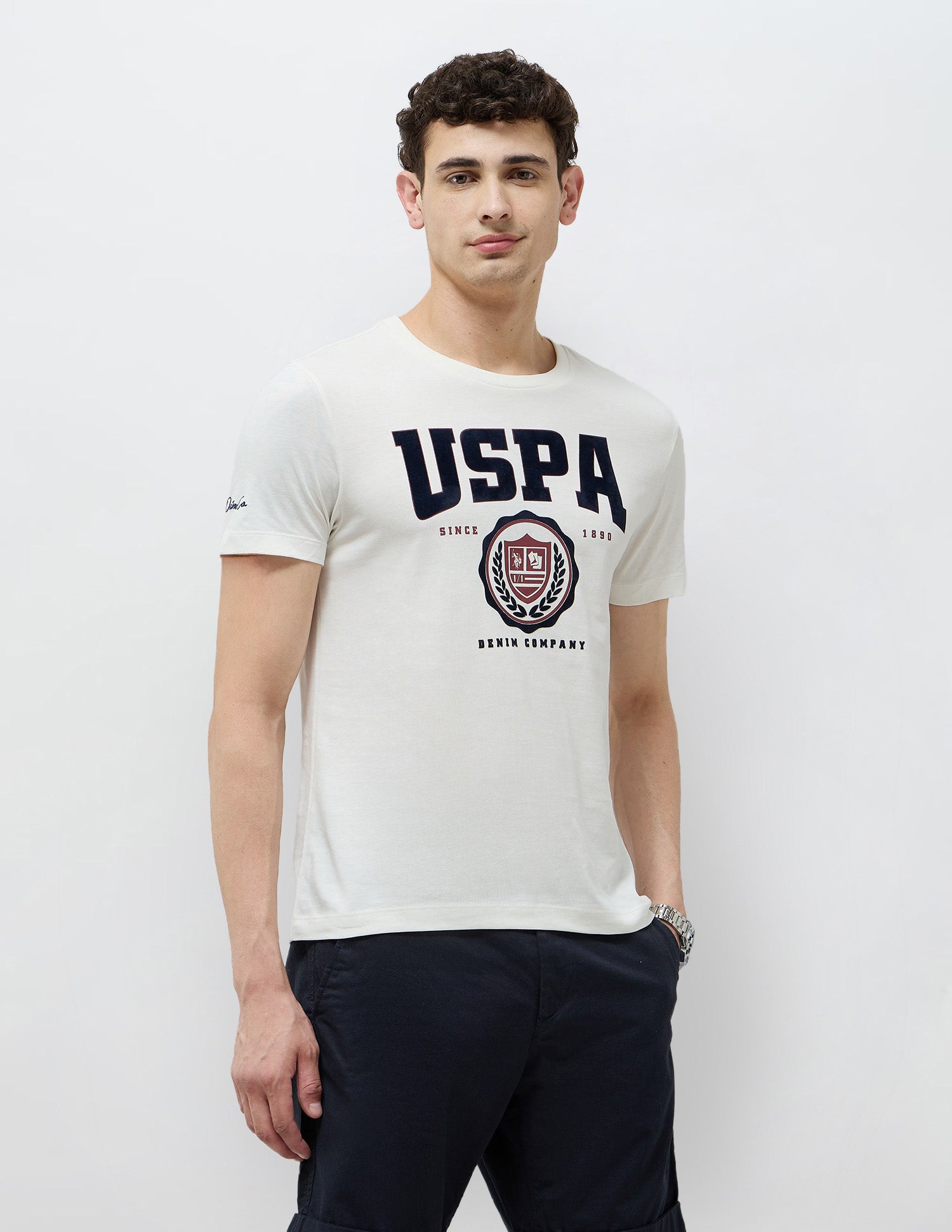 Brand Printed Regular Fit T-Shirt Off White - U.S. POLO ASSN. | Large
