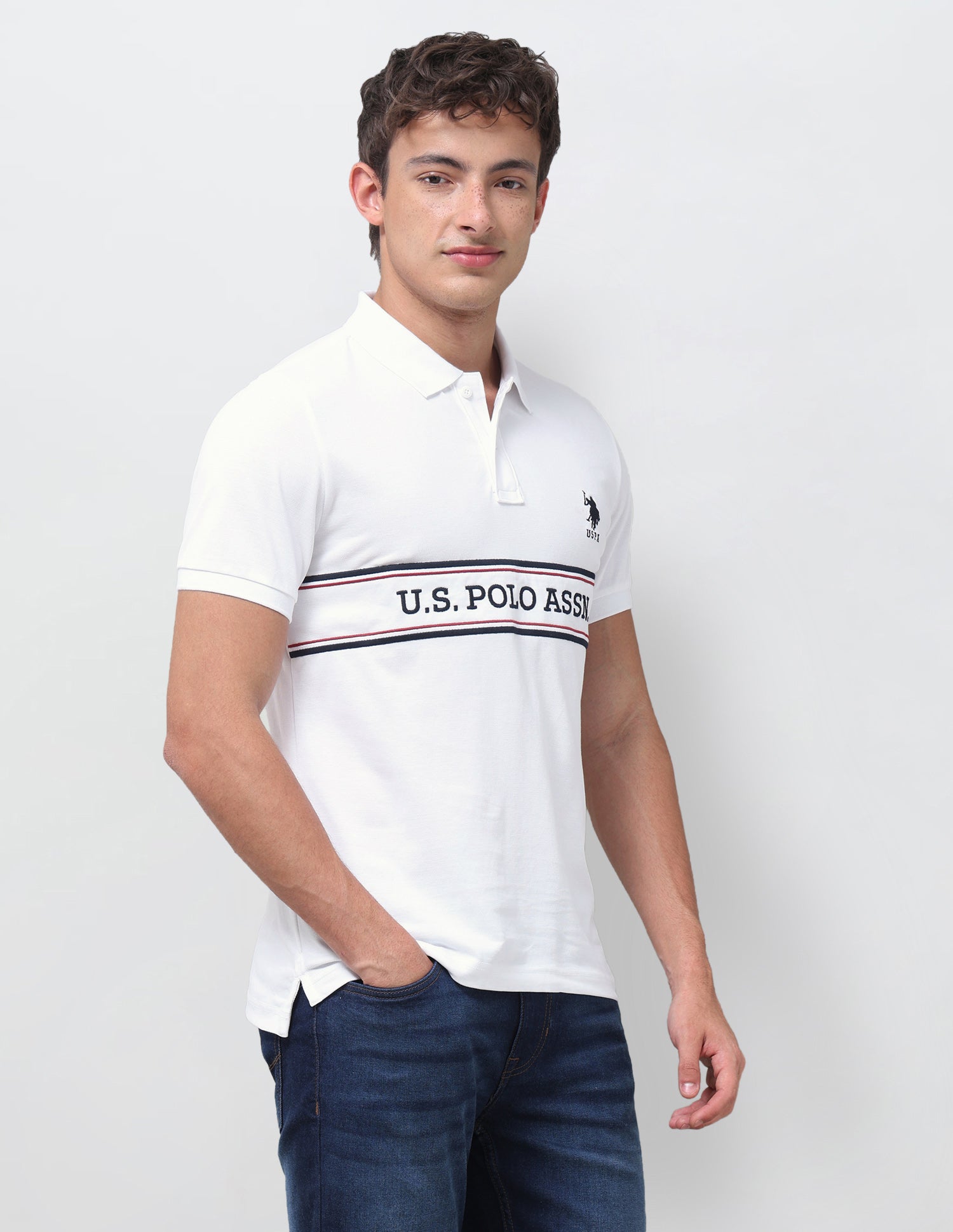 Brand Embroidered Regular Fit Polo Shirt White - U.S. Polo Assn. India | Large