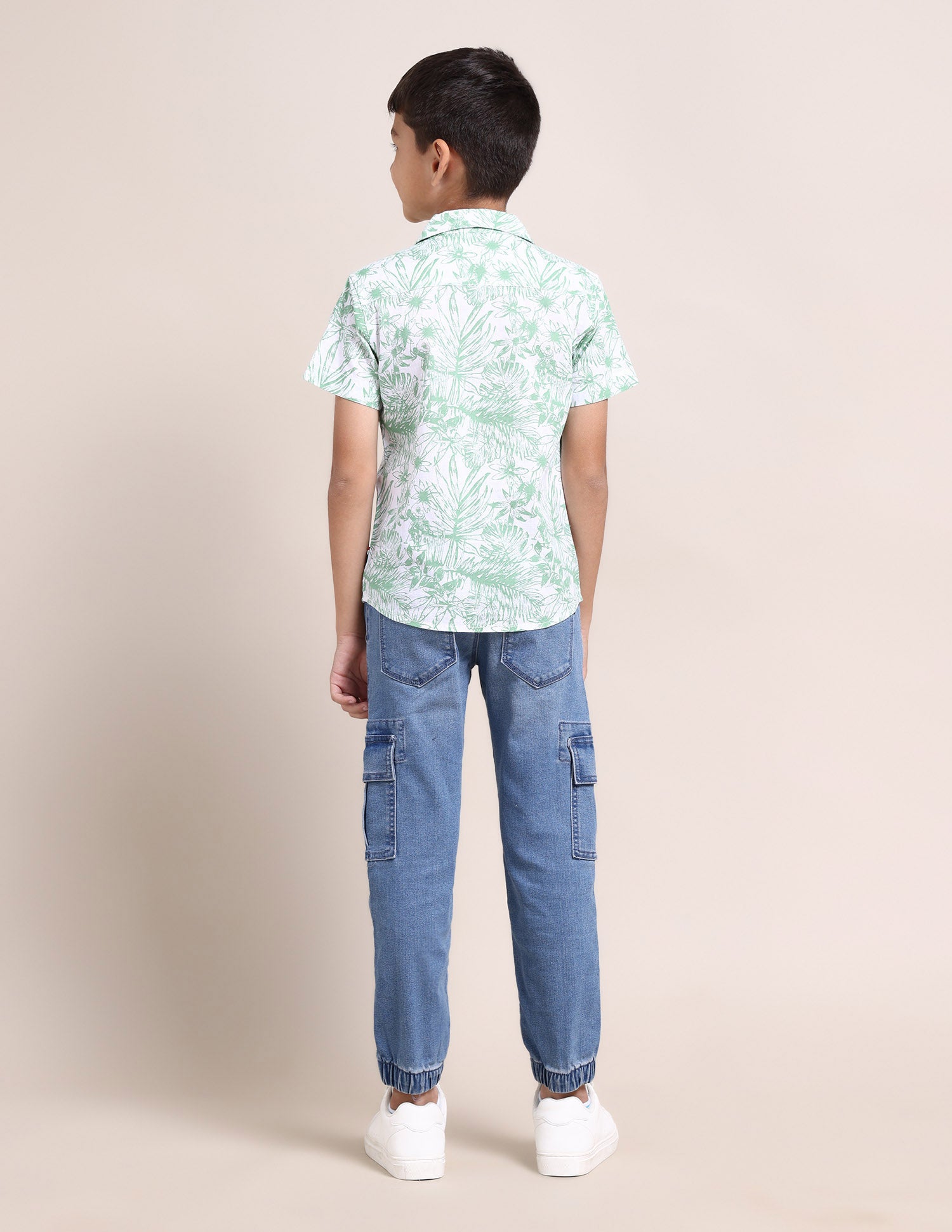 Boys Notch Collar Cotton Shirt Green - U.S. POLO ASSN. | Large