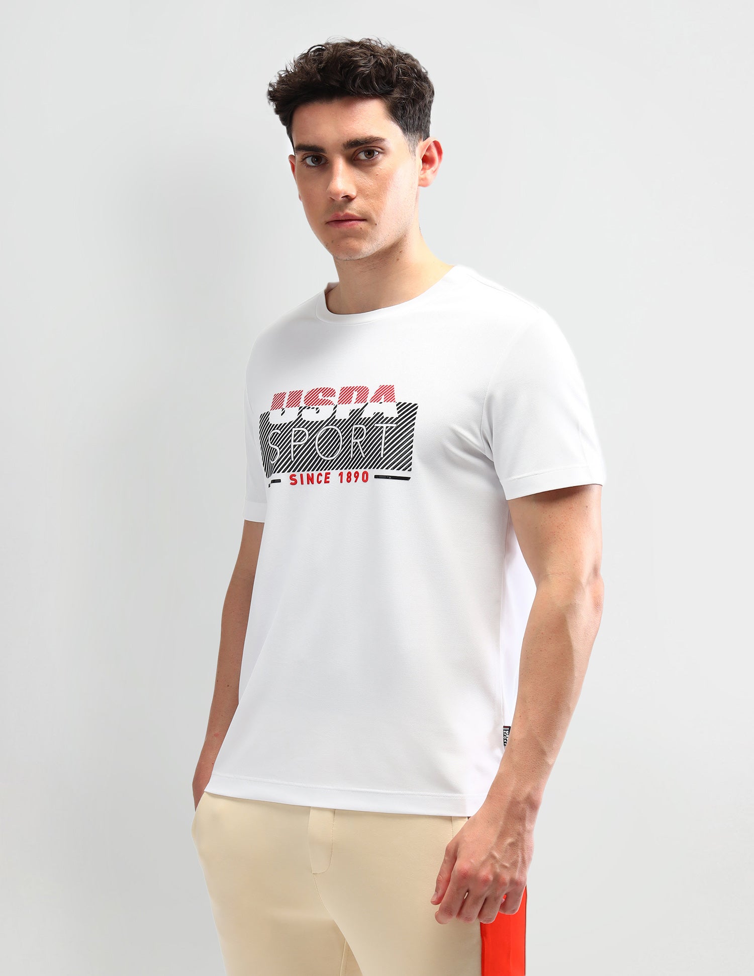 Brand Printed Slim Fit T-Shirt White - U.S. Polo Assn. India | Large